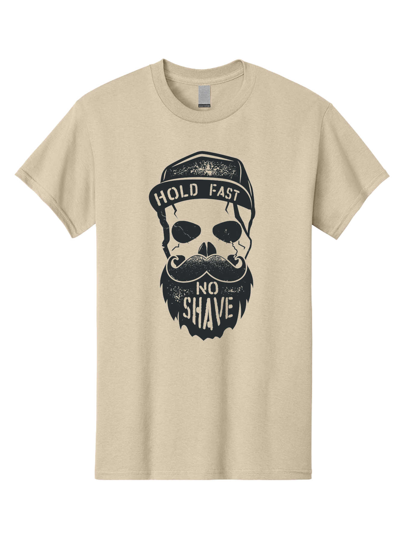 Hold-Fast-No-Shave Men'S Graphic Tee, 100% Cotton, Comfortable Casual Summer Wear, Machine Washable, Skull With Beard And Mustache, No Shave Movement, Hold Fast, Grunge Style, Tattoo Art, Skull Illustration, Beard And Mustache Illustration, Aab939