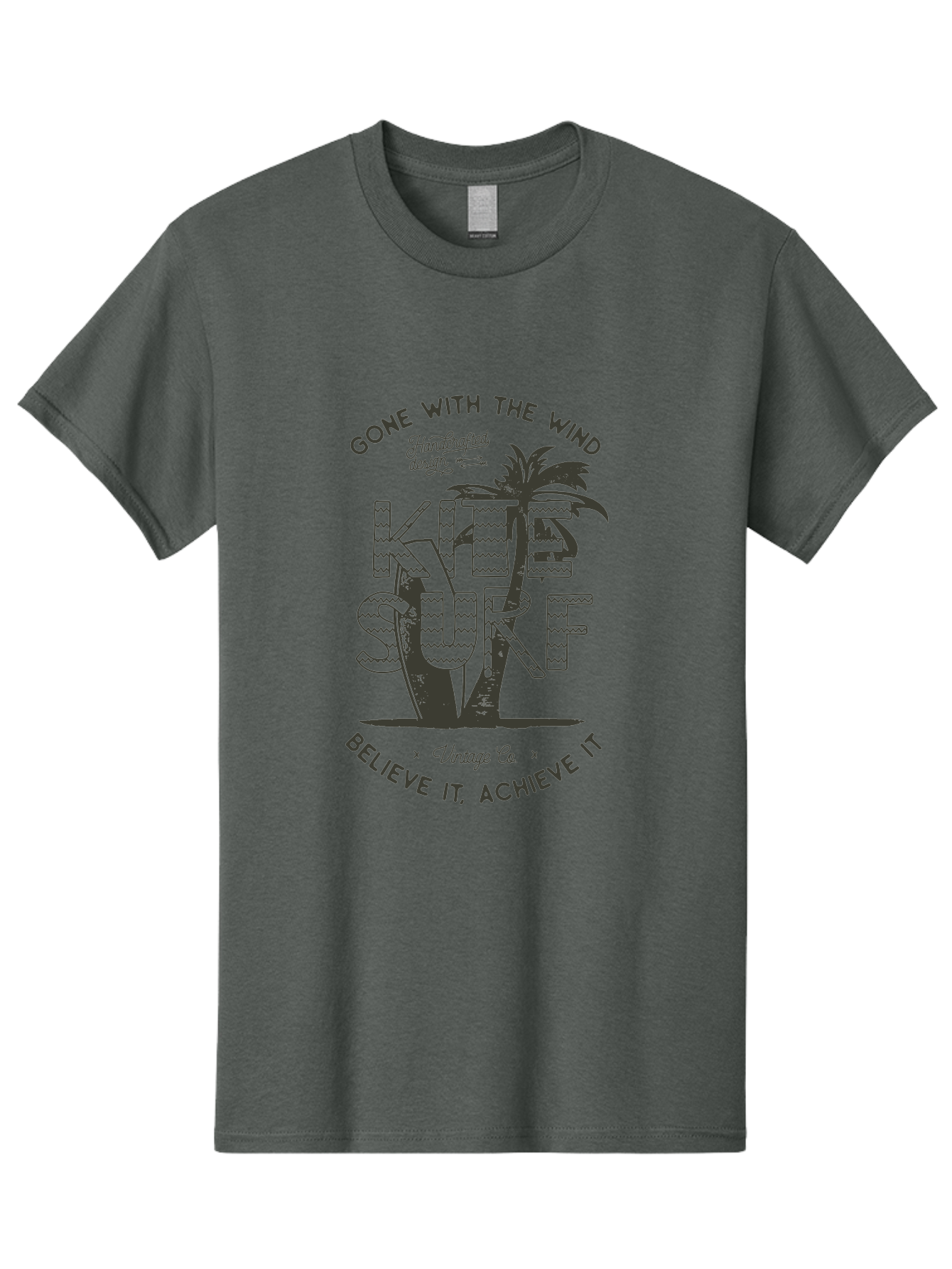 Kitesurf Men'S Graphic Tee, 100% Cotton, Comfortable Casual Summer Wear, Machine Washable, Kite Surfing, Water Sports, Adventure Seekers, Motivational Quotes, Inspirational Phrases, Gone With The Wind, Believe It Achieve It, Aab940