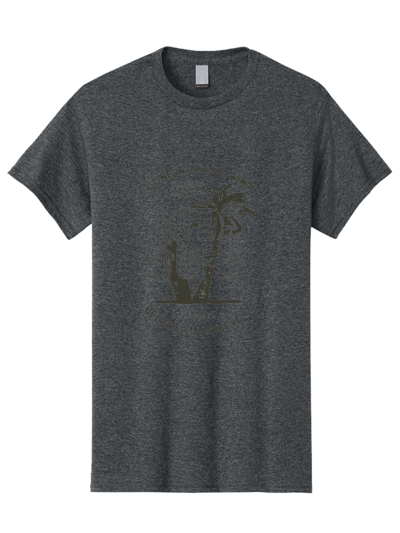 Kitesurf Men'S Graphic Tee, 100% Cotton, Comfortable Casual Summer Wear, Machine Washable, Kite Surfing, Water Sports, Adventure Seekers, Motivational Quotes, Inspirational Phrases, Gone With The Wind, Believe It Achieve It, Aab940