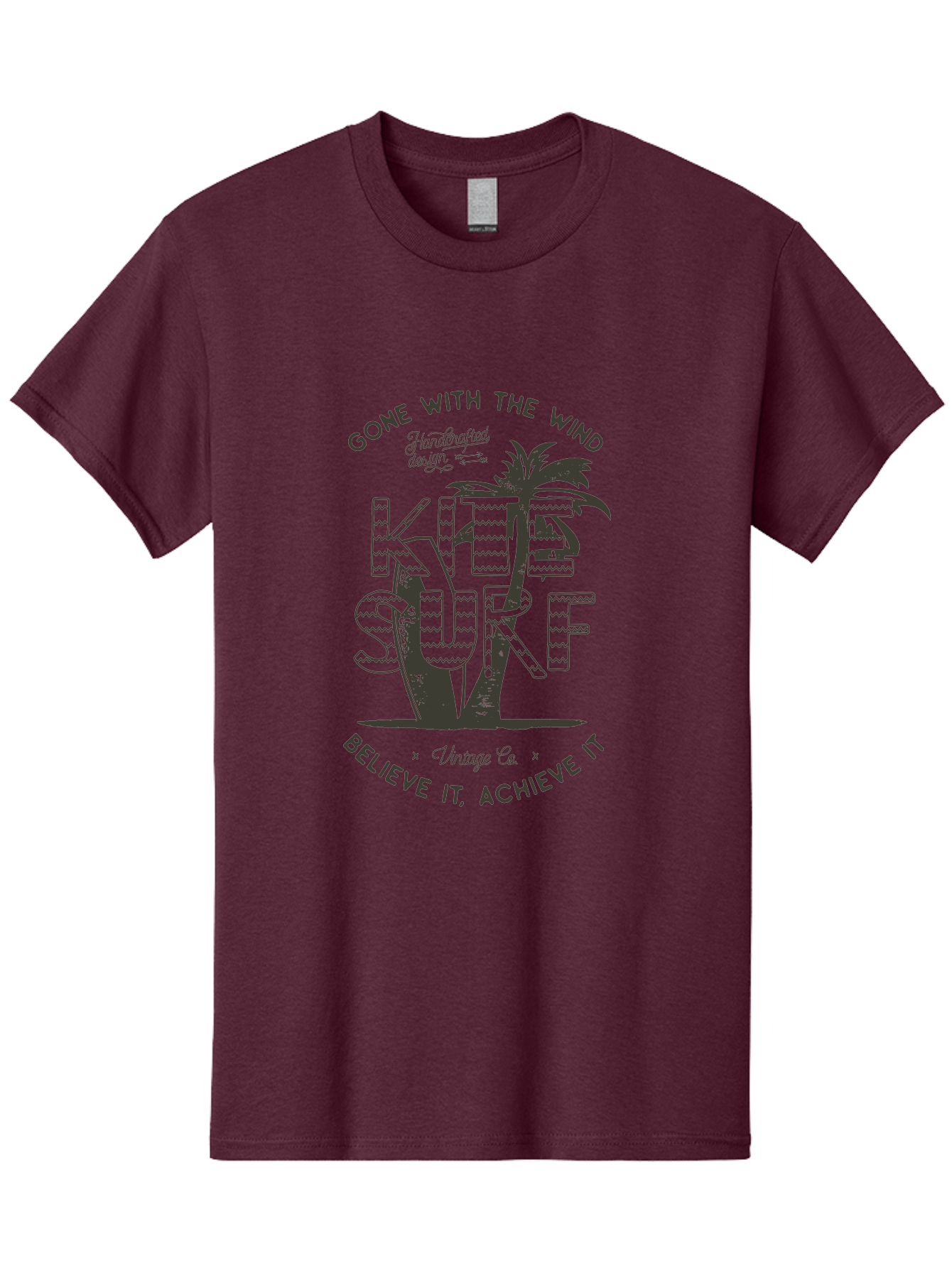Kitesurf Men'S Graphic Tee, 100% Cotton, Comfortable Casual Summer Wear, Machine Washable, Kite Surfing, Water Sports, Adventure Seekers, Motivational Quotes, Inspirational Phrases, Gone With The Wind, Believe It Achieve It, Aab940