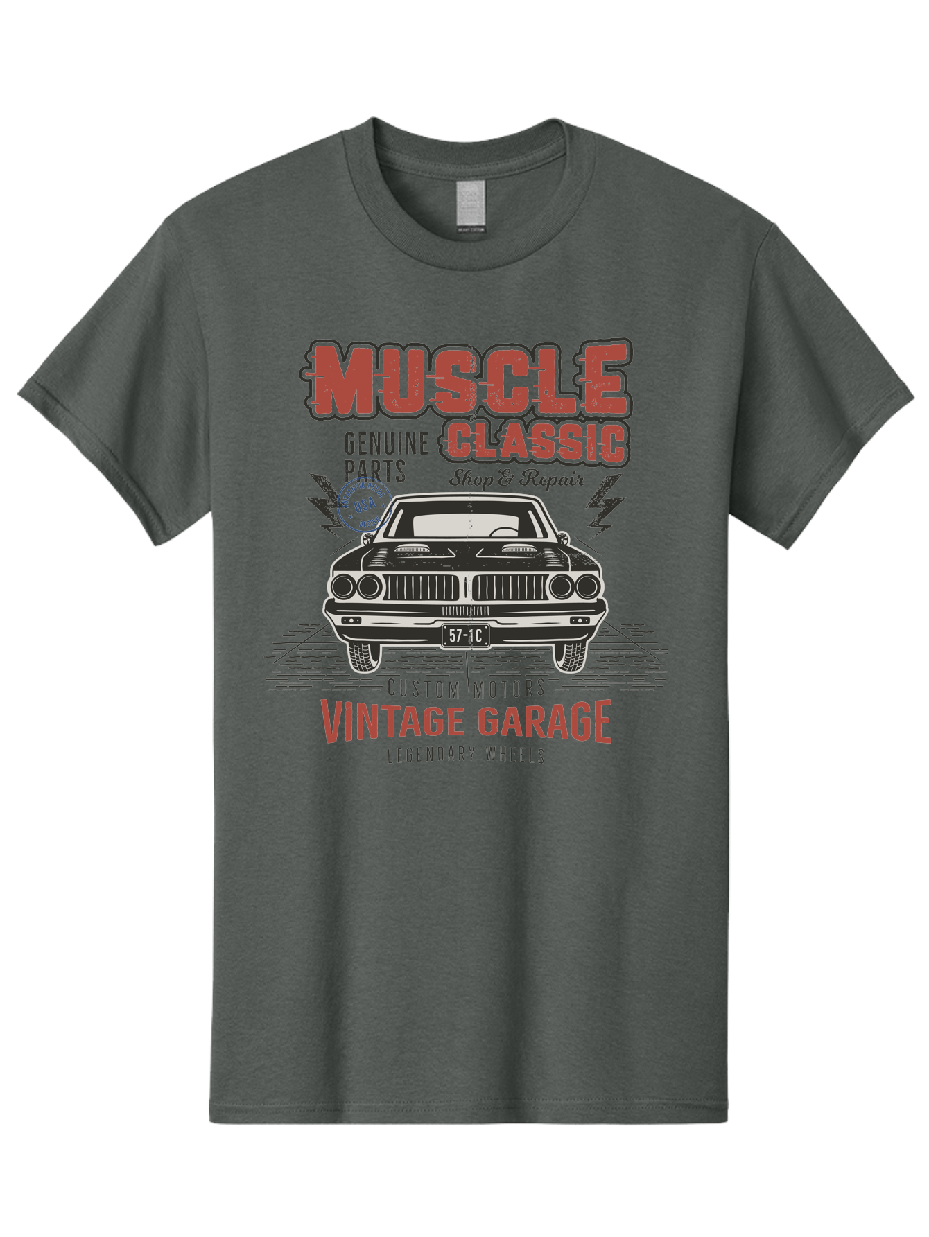 Muscle-Classic-1 Men'S Graphic Tee, 100% Cotton, Comfortable Casual Summer Wear, Machine Washable, Vintage Car, Classic Muscle Car, Custom Motors, Genuine Parts, Shop & Repair, Vintage Garage, Legendary Wheels, Usa Made, Automotive Restoration Aab941