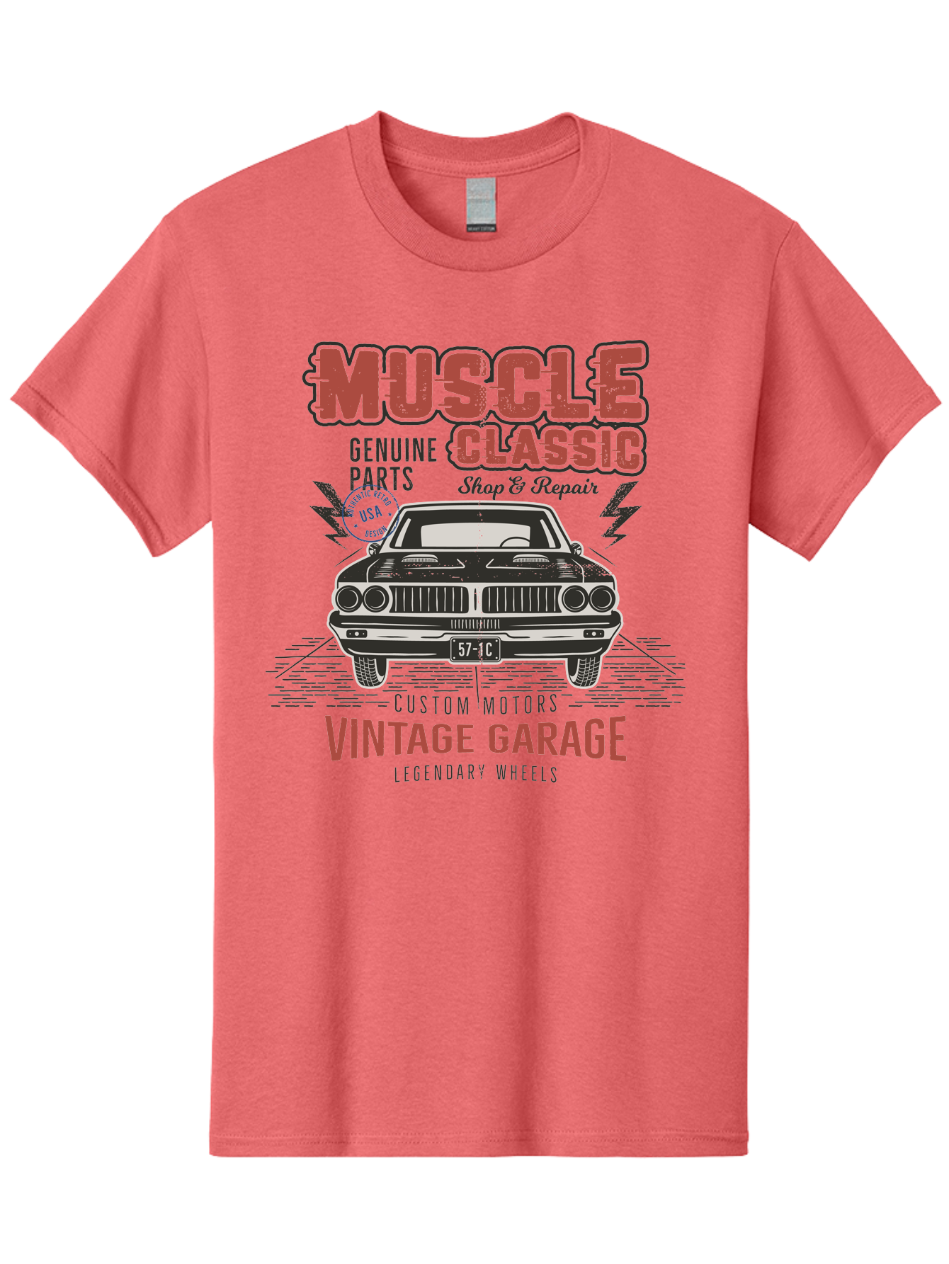 Muscle-Classic-1 Men'S Graphic Tee, 100% Cotton, Comfortable Casual Summer Wear, Machine Washable, Vintage Car, Classic Muscle Car, Custom Motors, Genuine Parts, Shop & Repair, Vintage Garage, Legendary Wheels, Usa Made, Automotive Restoration Aab941