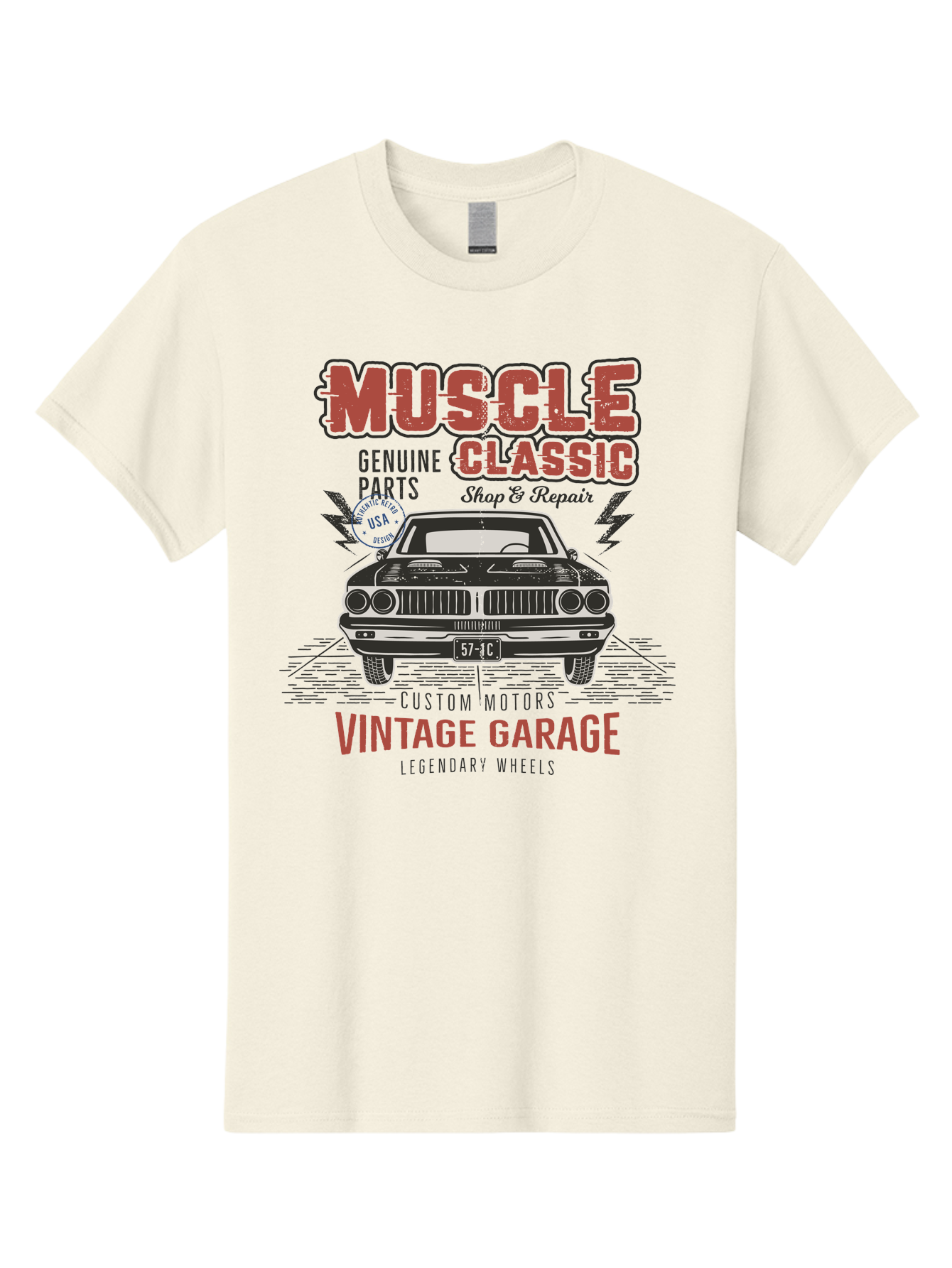 Muscle-Classic-1 Men'S Graphic Tee, 100% Cotton, Comfortable Casual Summer Wear, Machine Washable, Vintage Car, Classic Muscle Car, Custom Motors, Genuine Parts, Shop & Repair, Vintage Garage, Legendary Wheels, Usa Made, Automotive Restoration Aab941
