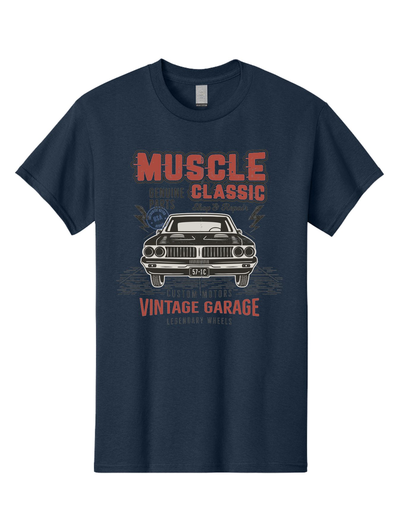 Muscle-Classic-1 Men'S Graphic Tee, 100% Cotton, Comfortable Casual Summer Wear, Machine Washable, Vintage Car, Classic Muscle Car, Custom Motors, Genuine Parts, Shop & Repair, Vintage Garage, Legendary Wheels, Usa Made, Automotive Restoration Aab941