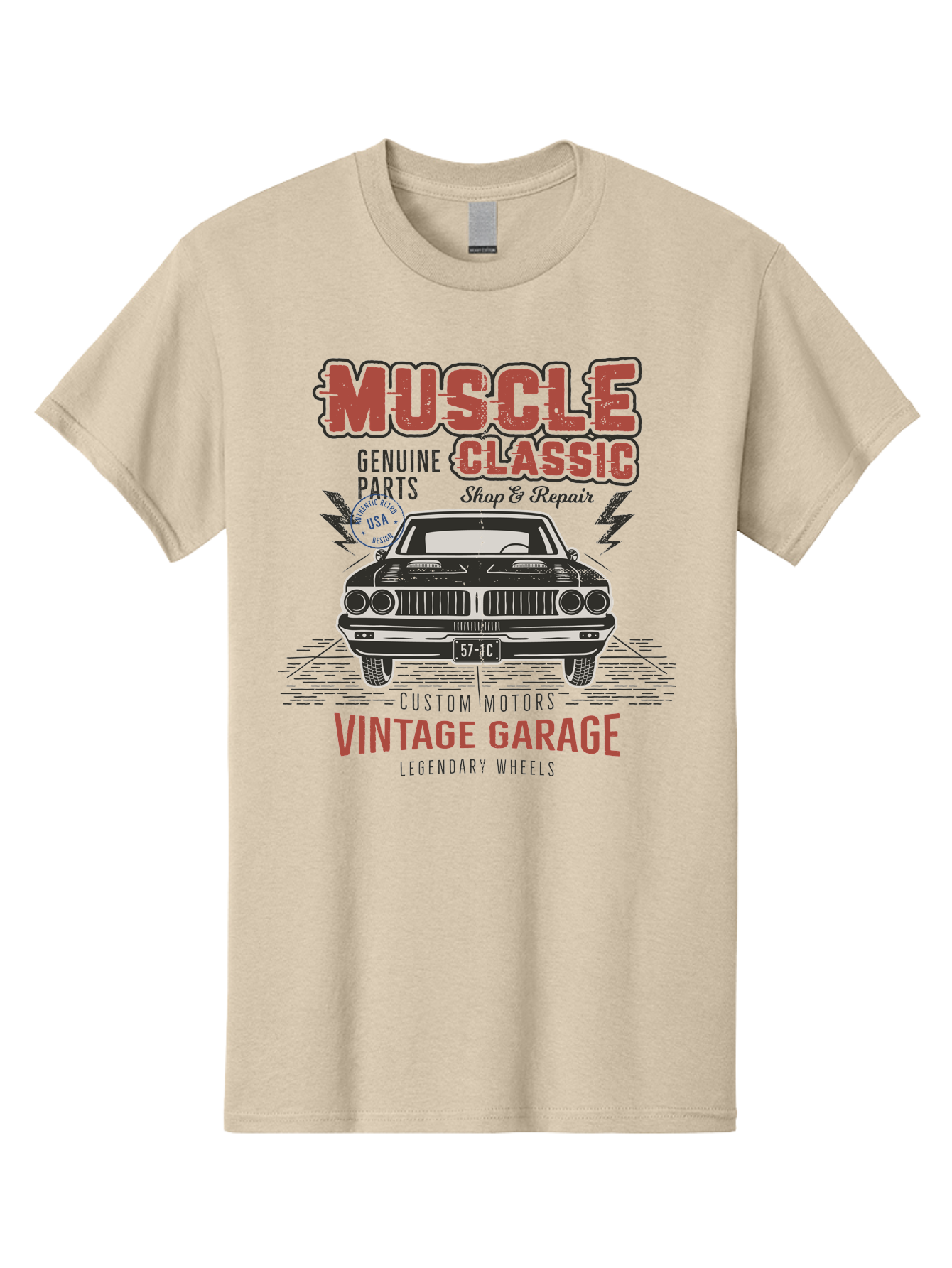 Muscle-Classic-1 Men'S Graphic Tee, 100% Cotton, Comfortable Casual Summer Wear, Machine Washable, Vintage Car, Classic Muscle Car, Custom Motors, Genuine Parts, Shop & Repair, Vintage Garage, Legendary Wheels, Usa Made, Automotive Restoration Aab941