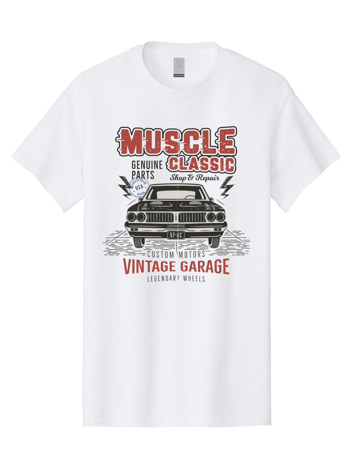Muscle-Classic-1 Men'S Graphic Tee, 100% Cotton, Comfortable Casual Summer Wear, Machine Washable, Vintage Car, Classic Muscle Car, Custom Motors, Genuine Parts, Shop & Repair, Vintage Garage, Legendary Wheels, Usa Made, Automotive Restoration Aab941