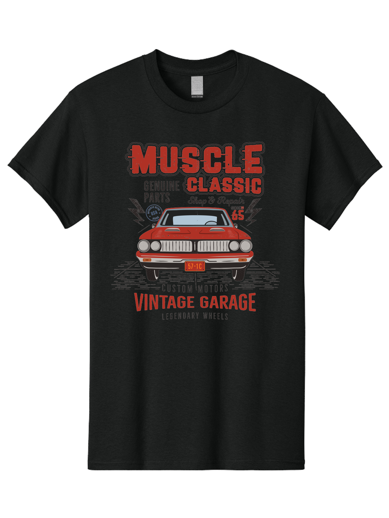 Muscle-Classic Men'S Graphic Tee, 100% Cotton, Comfortable Casual Summer Wear, Machine Washable, Vintage Car, Muscle Car, Classic Car, Custom Motors, Vintage Garage, Legendary Wheels, Shop And Repair, Genuine Parts, Retro Automobile Aab942