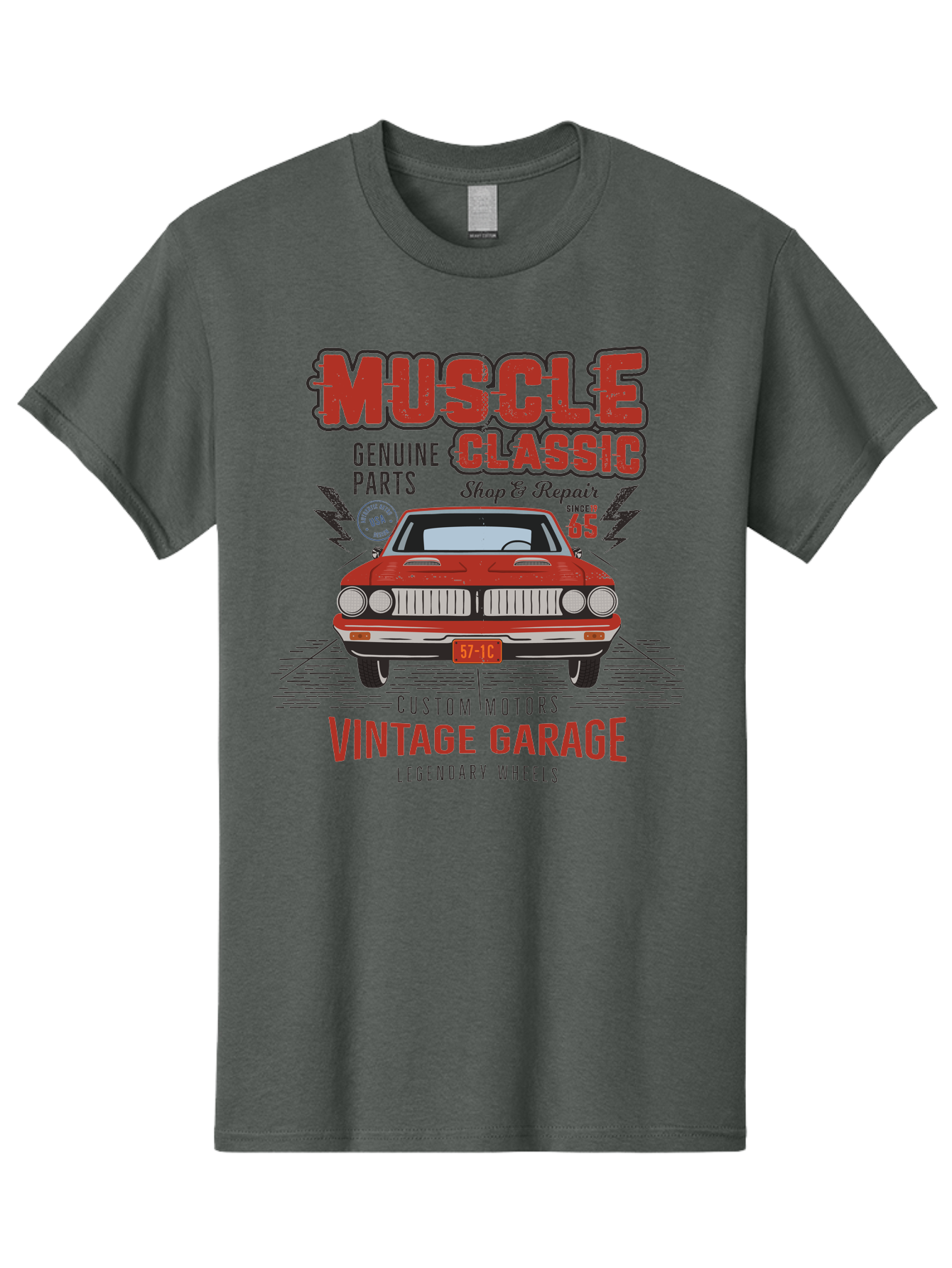 Muscle-Classic Men'S Graphic Tee, 100% Cotton, Comfortable Casual Summer Wear, Machine Washable, Vintage Car, Muscle Car, Classic Car, Custom Motors, Vintage Garage, Legendary Wheels, Shop And Repair, Genuine Parts, Retro Automobile Aab942