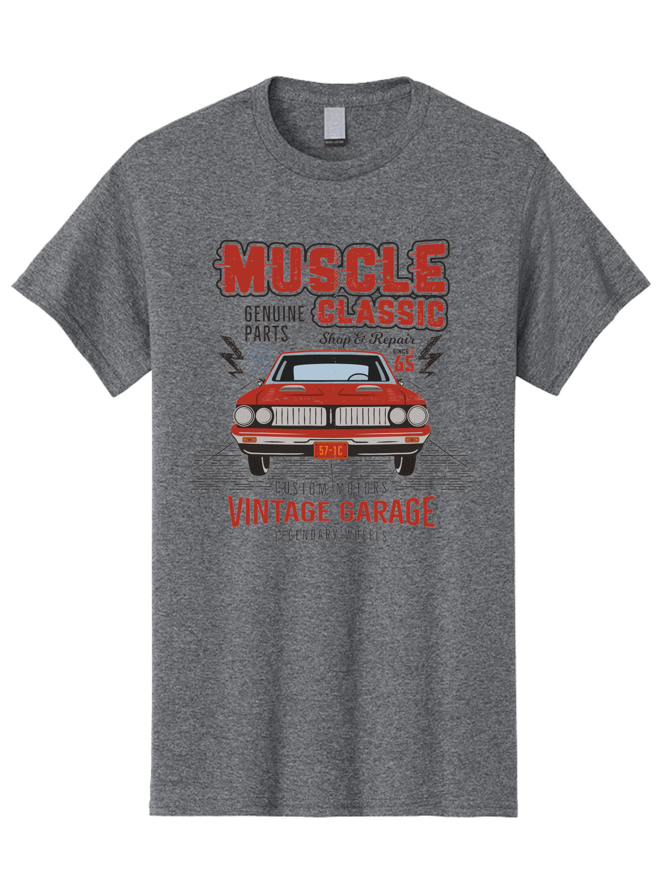Muscle-Classic Men'S Graphic Tee, 100% Cotton, Comfortable Casual Summer Wear, Machine Washable, Vintage Car, Muscle Car, Classic Car, Custom Motors, Vintage Garage, Legendary Wheels, Shop And Repair, Genuine Parts, Retro Automobile Aab942