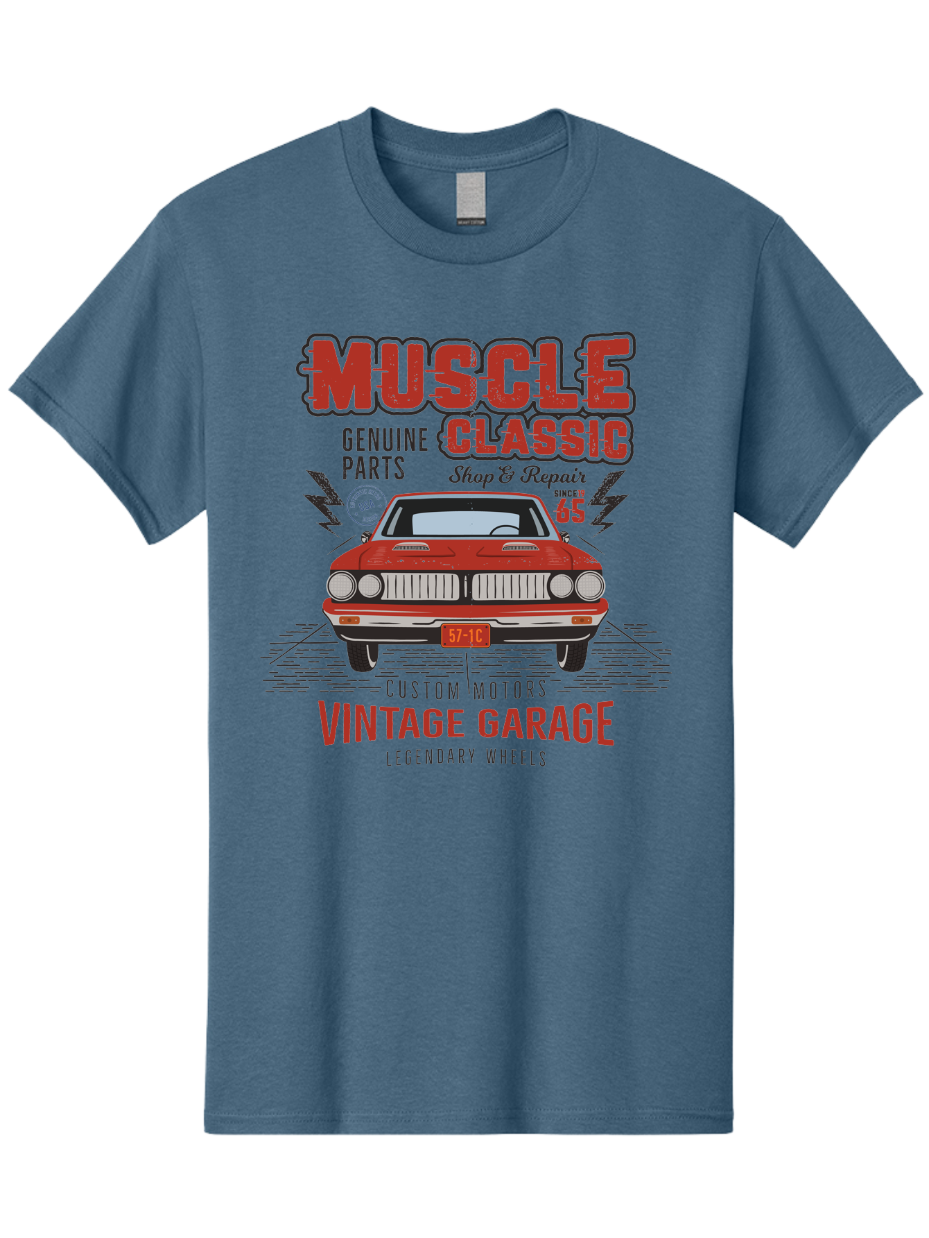 Muscle-Classic Men'S Graphic Tee, 100% Cotton, Comfortable Casual Summer Wear, Machine Washable, Vintage Car, Muscle Car, Classic Car, Custom Motors, Vintage Garage, Legendary Wheels, Shop And Repair, Genuine Parts, Retro Automobile Aab942