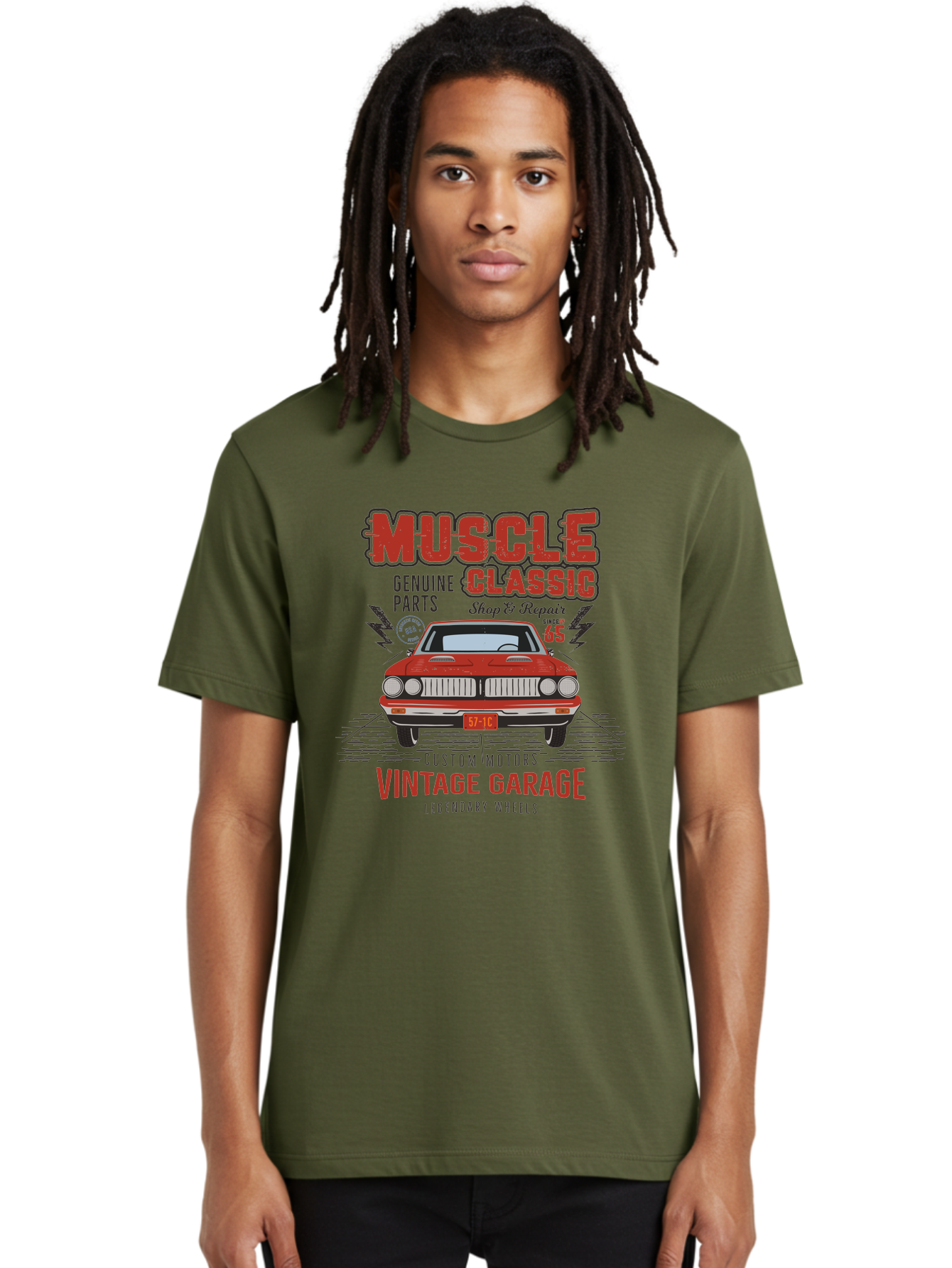 Muscle-Classic Men'S Graphic Tee, 100% Cotton, Comfortable Casual Summer Wear, Machine Washable, Vintage Car, Muscle Car, Classic Car, Custom Motors, Vintage Garage, Legendary Wheels, Shop And Repair, Genuine Parts, Retro Automobile Aab942