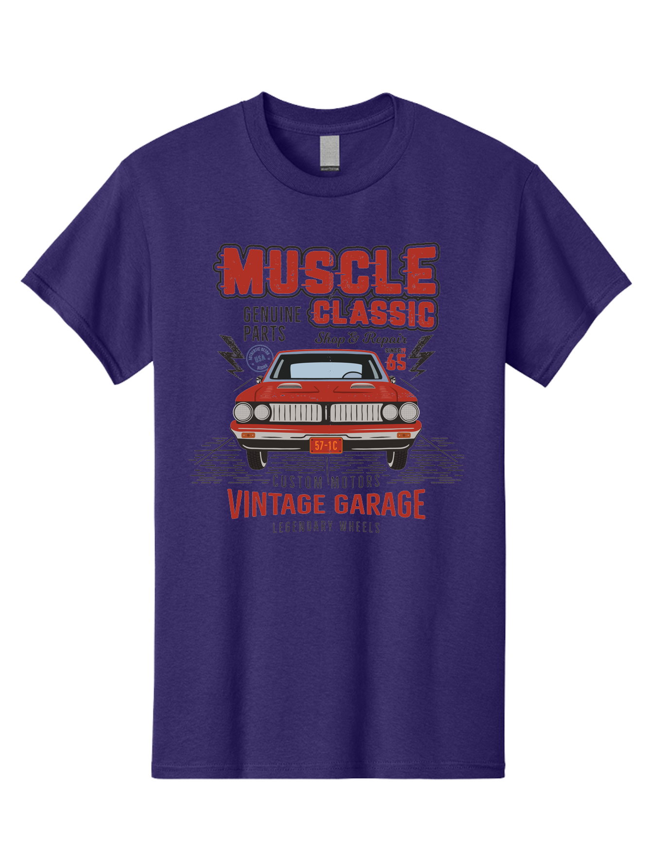 Muscle-Classic Men'S Graphic Tee, 100% Cotton, Comfortable Casual Summer Wear, Machine Washable, Vintage Car, Muscle Car, Classic Car, Custom Motors, Vintage Garage, Legendary Wheels, Shop And Repair, Genuine Parts, Retro Automobile Aab942