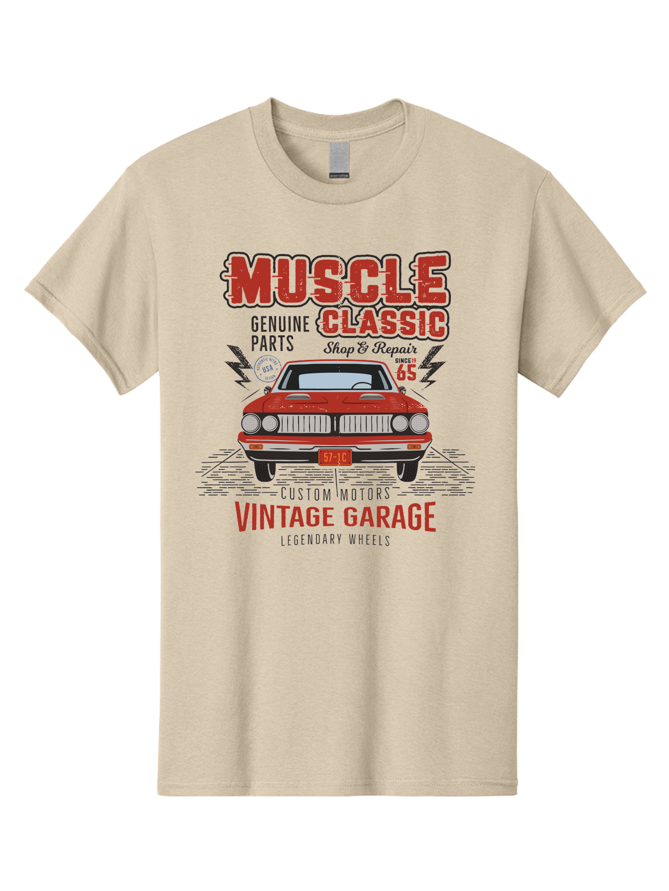 Muscle-Classic Men'S Graphic Tee, 100% Cotton, Comfortable Casual Summer Wear, Machine Washable, Vintage Car, Muscle Car, Classic Car, Custom Motors, Vintage Garage, Legendary Wheels, Shop And Repair, Genuine Parts, Retro Automobile Aab942