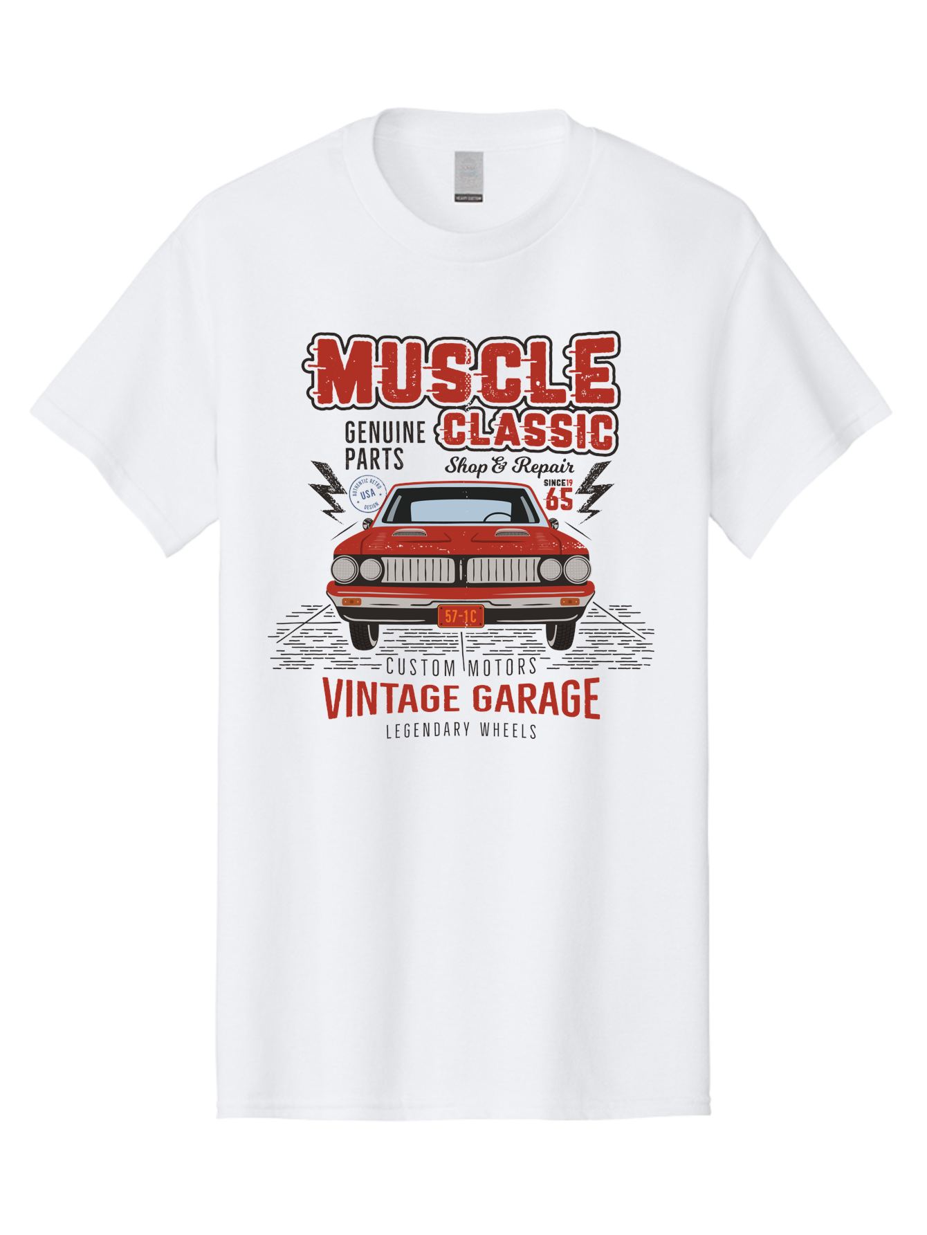 Muscle-Classic Men'S Graphic Tee, 100% Cotton, Comfortable Casual Summer Wear, Machine Washable, Vintage Car, Muscle Car, Classic Car, Custom Motors, Vintage Garage, Legendary Wheels, Shop And Repair, Genuine Parts, Retro Automobile Aab942