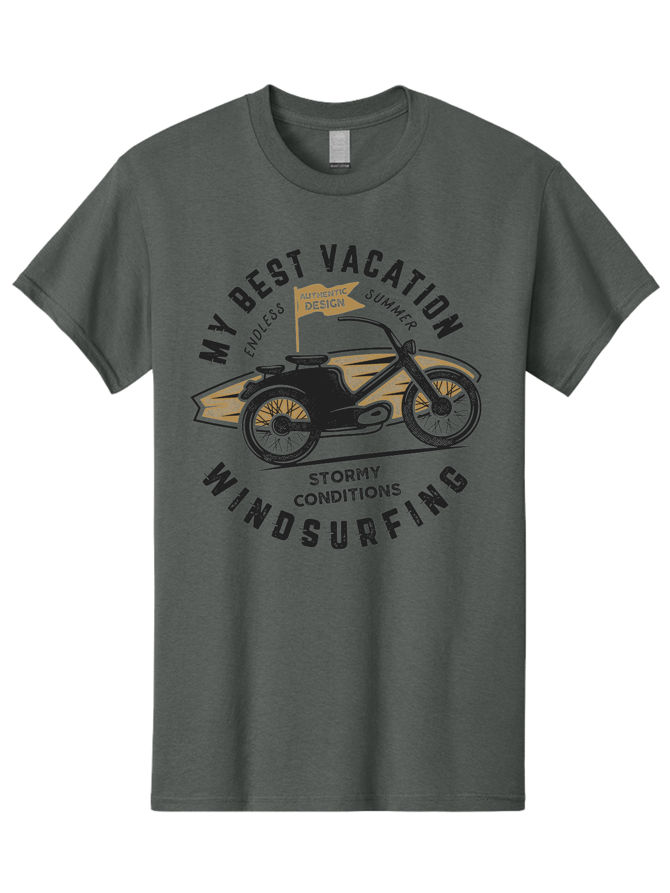 My-Best-Vacation-Windsurfing-1 Men'S Graphic Tee, 100% Cotton, Comfortable Casual Summer Wear, Machine Washable, Motorcycle Windsurfing, Summer Vacation, Stormy Conditions, Endless Summer, Coastal Adventures, Extreme Sports, Aab943