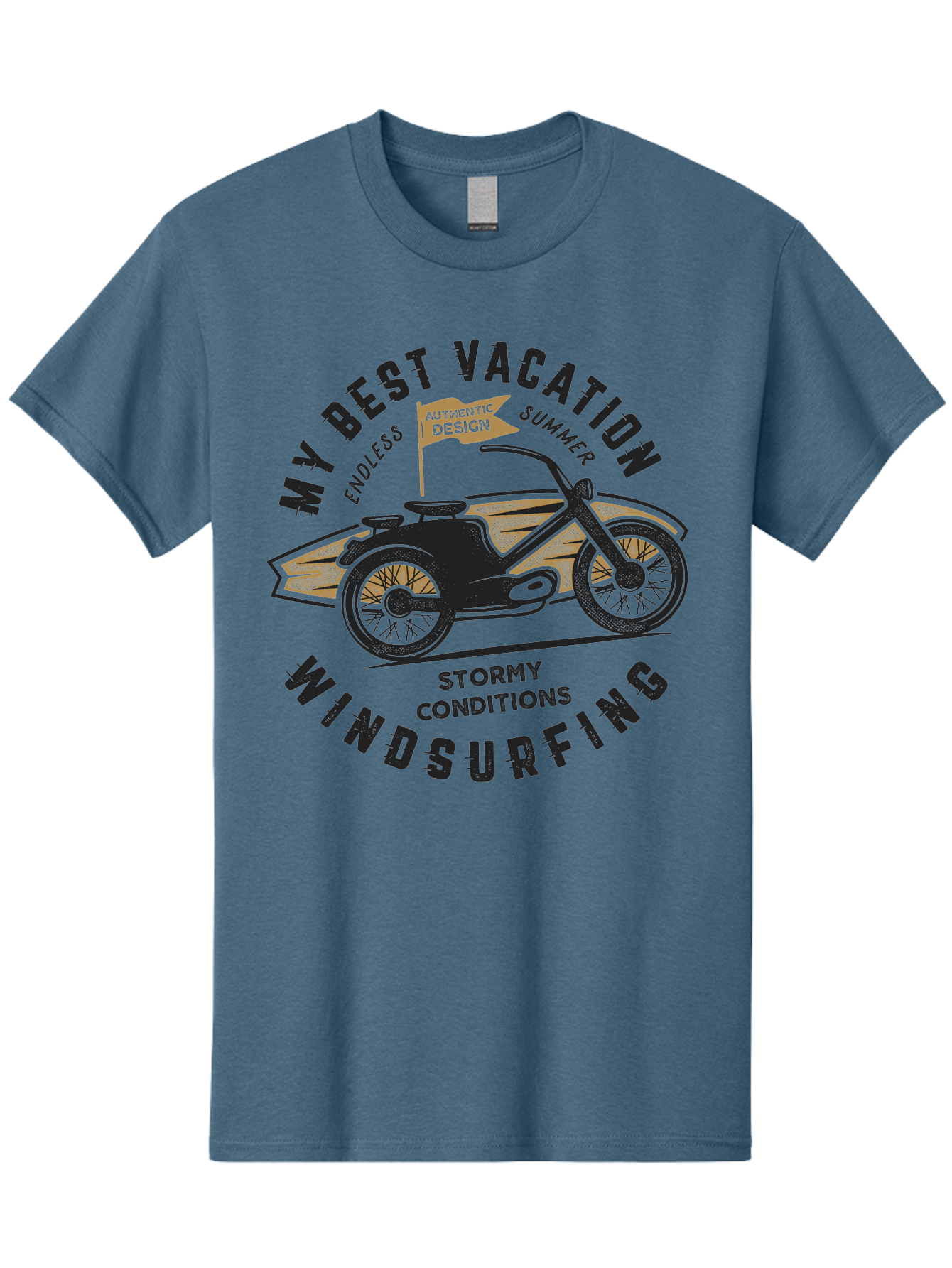 My-Best-Vacation-Windsurfing-1 Men'S Graphic Tee, 100% Cotton, Comfortable Casual Summer Wear, Machine Washable, Motorcycle Windsurfing, Summer Vacation, Stormy Conditions, Endless Summer, Coastal Adventures, Extreme Sports, Aab943