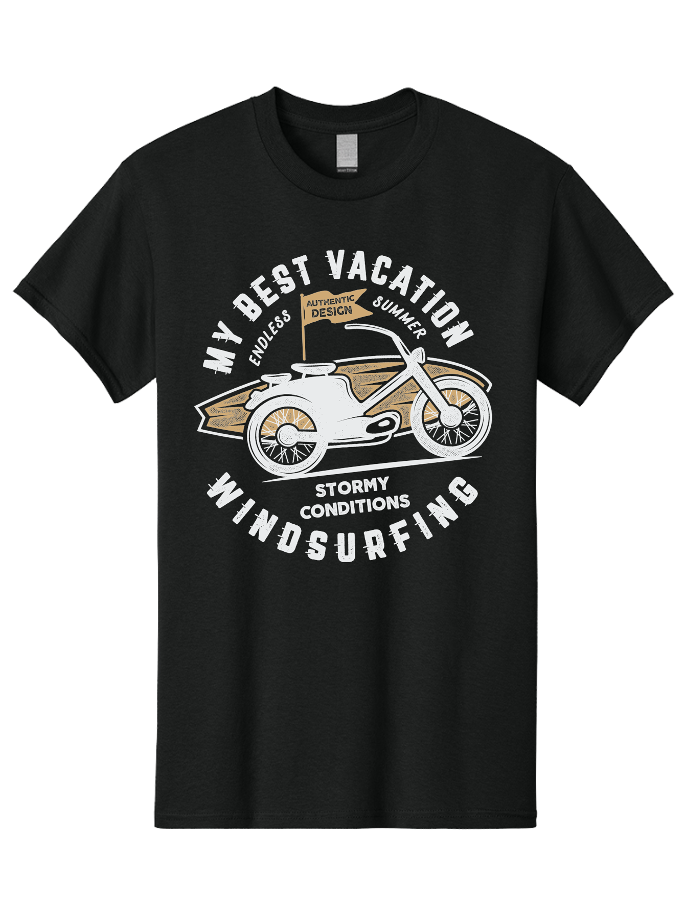 My-Best-Vacation Men'S Graphic Tee, 100% Cotton, Comfortable Casual Summer Wear, Machine Washable, Motorcycle Graphic, Vacation Summer Vibes, Windsurfing Adventures, Stormy Weather, Endless Summer Fun, Authentic Design Elements, Aab945