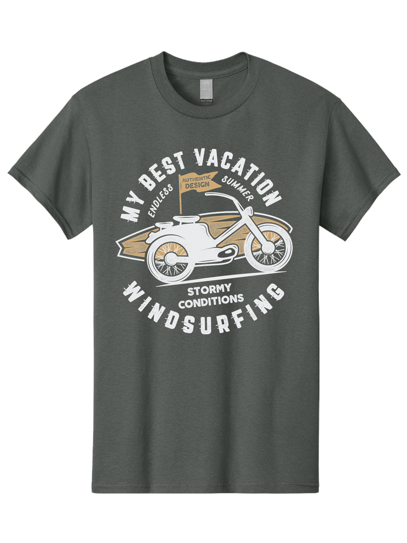 My-Best-Vacation Men'S Graphic Tee, 100% Cotton, Comfortable Casual Summer Wear, Machine Washable, Motorcycle Graphic, Vacation Summer Vibes, Windsurfing Adventures, Stormy Weather, Endless Summer Fun, Authentic Design Elements, Aab945