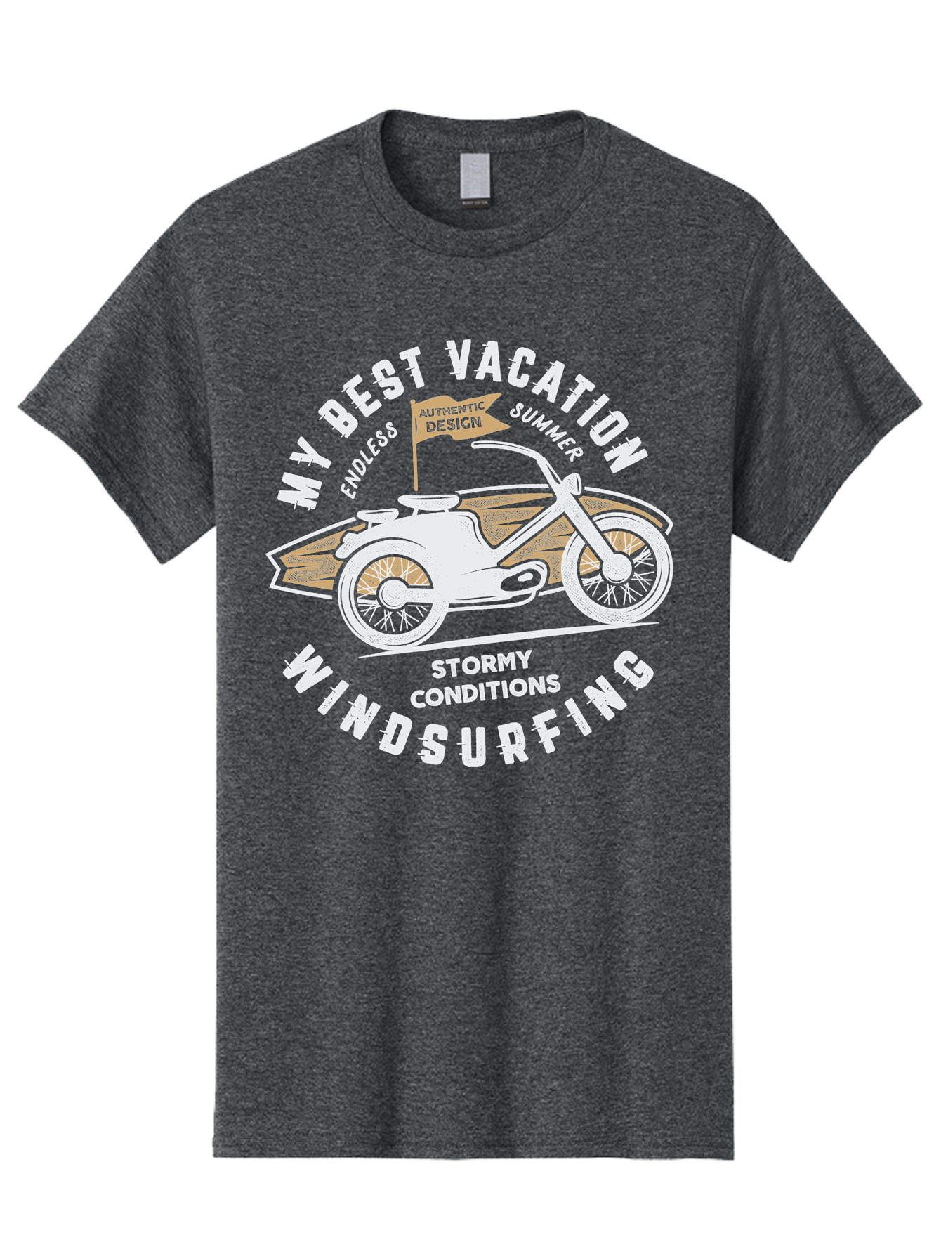 My-Best-Vacation Men'S Graphic Tee, 100% Cotton, Comfortable Casual Summer Wear, Machine Washable, Motorcycle Graphic, Vacation Summer Vibes, Windsurfing Adventures, Stormy Weather, Endless Summer Fun, Authentic Design Elements, Aab945