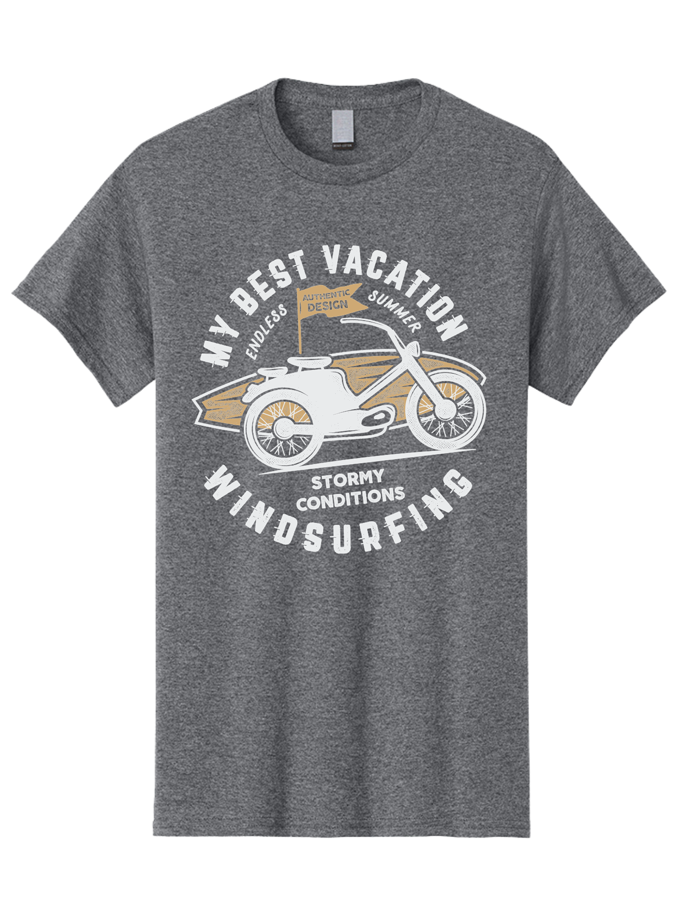 My-Best-Vacation Men'S Graphic Tee, 100% Cotton, Comfortable Casual Summer Wear, Machine Washable, Motorcycle Graphic, Vacation Summer Vibes, Windsurfing Adventures, Stormy Weather, Endless Summer Fun, Authentic Design Elements, Aab945