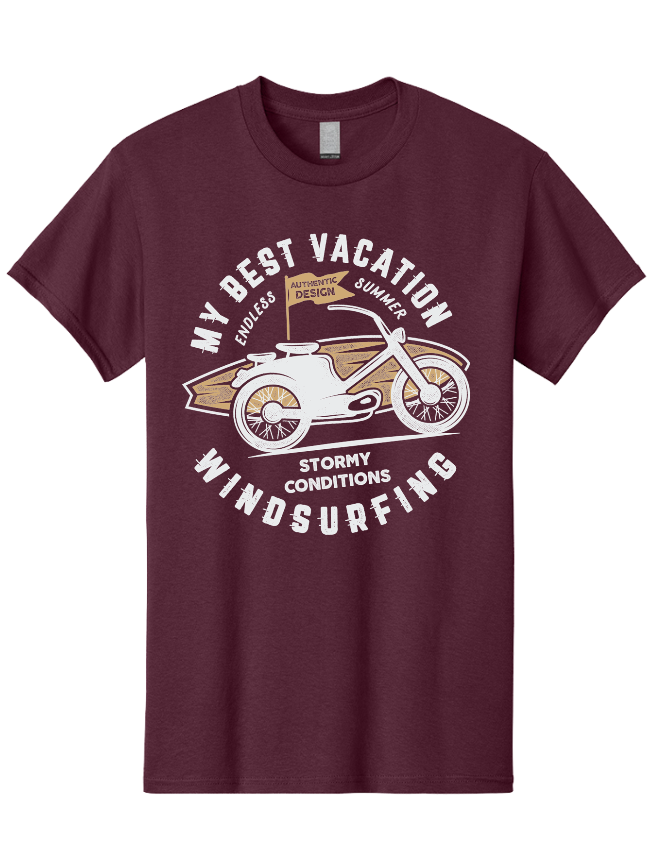 My-Best-Vacation Men'S Graphic Tee, 100% Cotton, Comfortable Casual Summer Wear, Machine Washable, Motorcycle Graphic, Vacation Summer Vibes, Windsurfing Adventures, Stormy Weather, Endless Summer Fun, Authentic Design Elements, Aab945