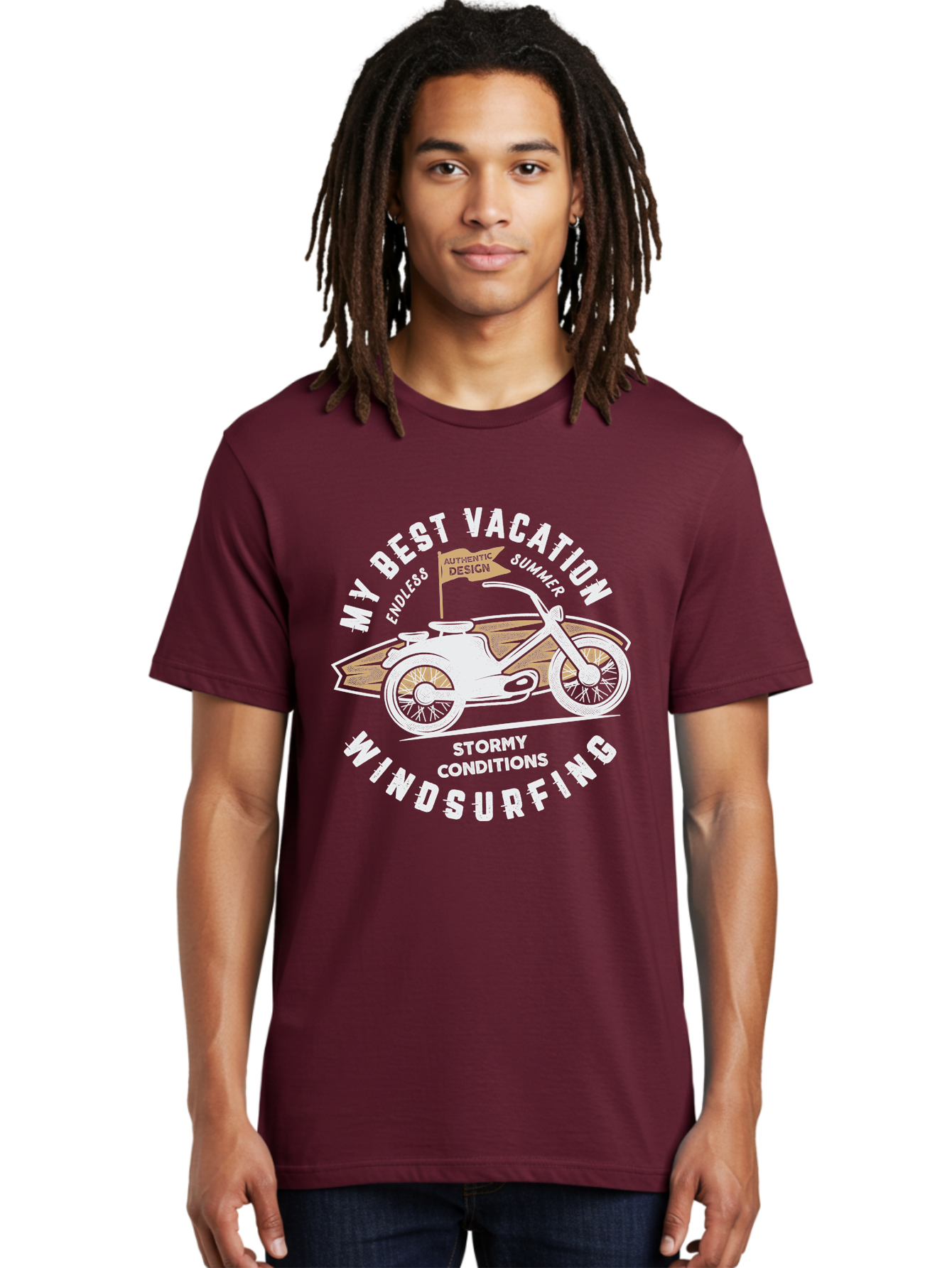 My-Best-Vacation Men'S Graphic Tee, 100% Cotton, Comfortable Casual Summer Wear, Machine Washable, Motorcycle Graphic, Vacation Summer Vibes, Windsurfing Adventures, Stormy Weather, Endless Summer Fun, Authentic Design Elements, Aab945