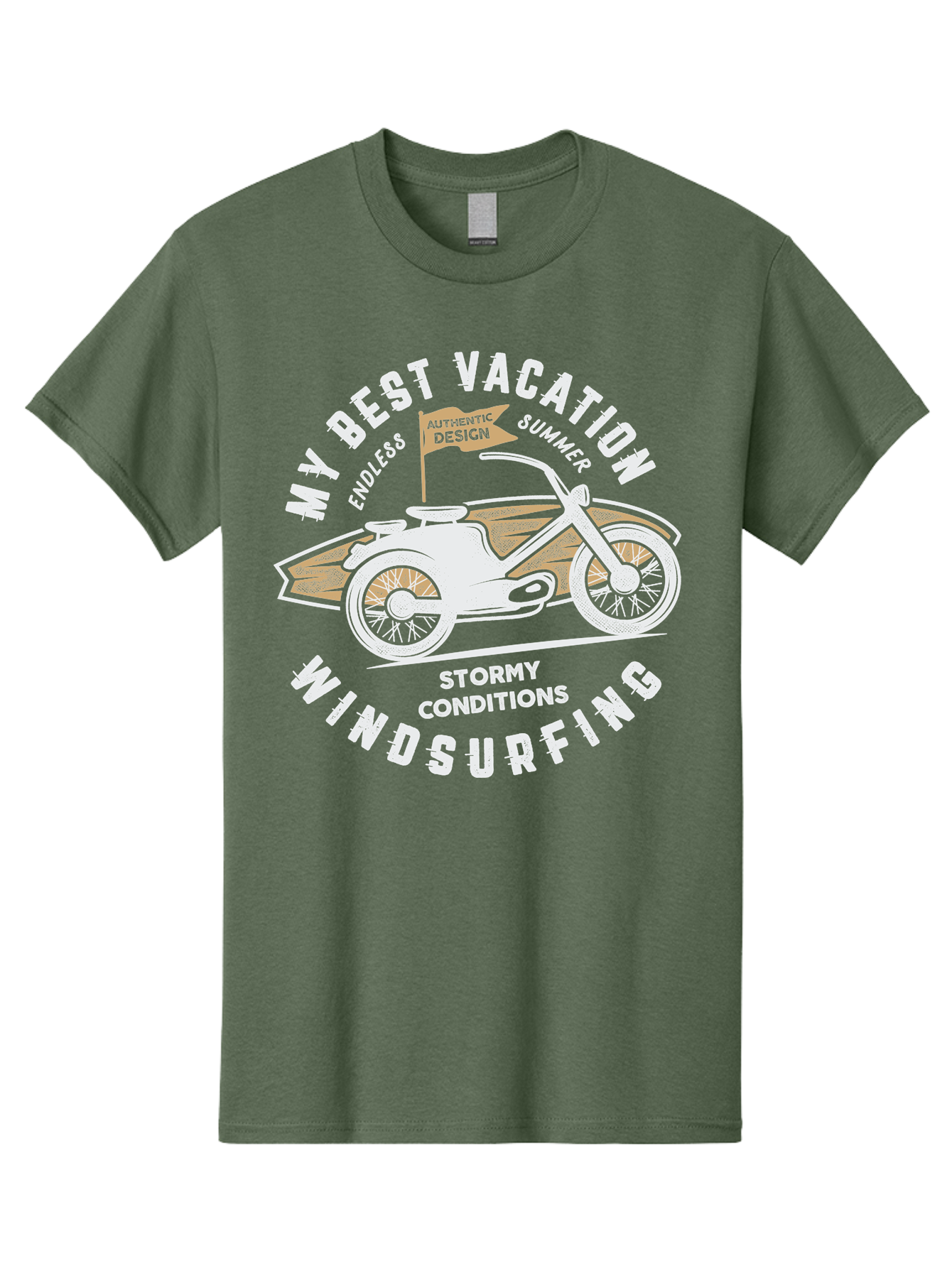 My-Best-Vacation Men'S Graphic Tee, 100% Cotton, Comfortable Casual Summer Wear, Machine Washable, Motorcycle Graphic, Vacation Summer Vibes, Windsurfing Adventures, Stormy Weather, Endless Summer Fun, Authentic Design Elements, Aab945