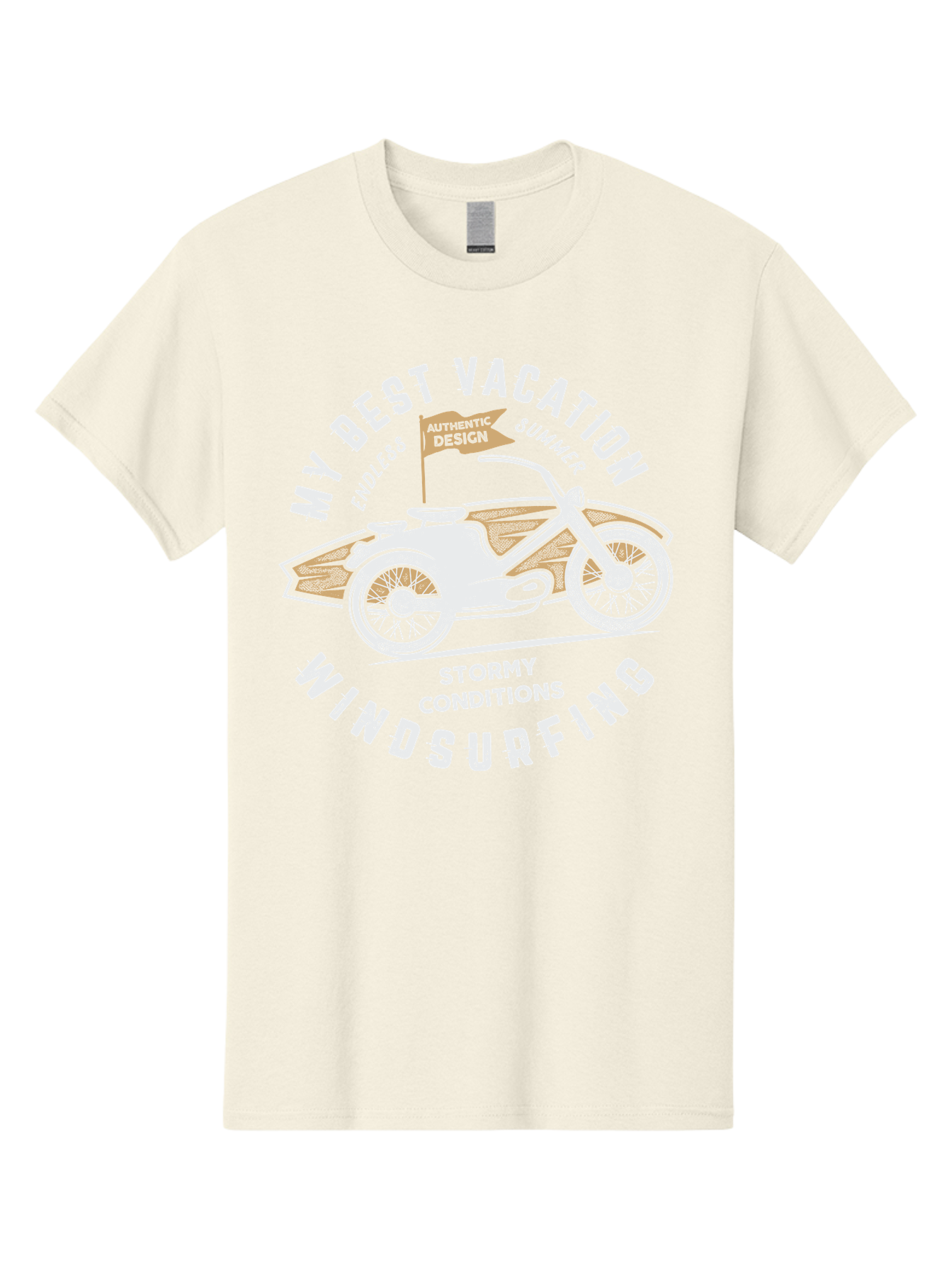My-Best-Vacation Men'S Graphic Tee, 100% Cotton, Comfortable Casual Summer Wear, Machine Washable, Motorcycle Graphic, Vacation Summer Vibes, Windsurfing Adventures, Stormy Weather, Endless Summer Fun, Authentic Design Elements, Aab945