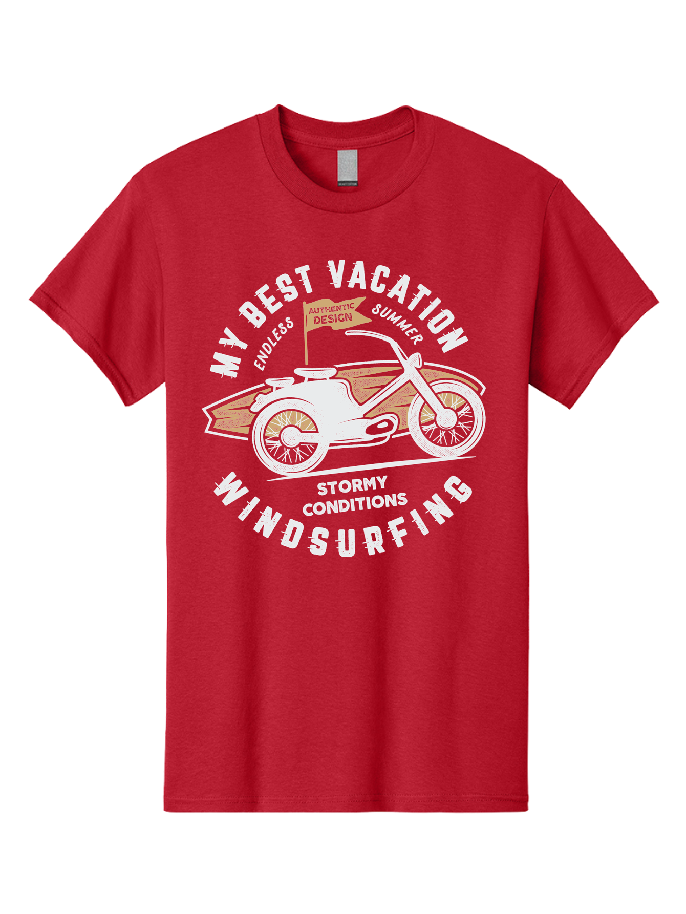 My-Best-Vacation Men'S Graphic Tee, 100% Cotton, Comfortable Casual Summer Wear, Machine Washable, Motorcycle Graphic, Vacation Summer Vibes, Windsurfing Adventures, Stormy Weather, Endless Summer Fun, Authentic Design Elements, Aab945
