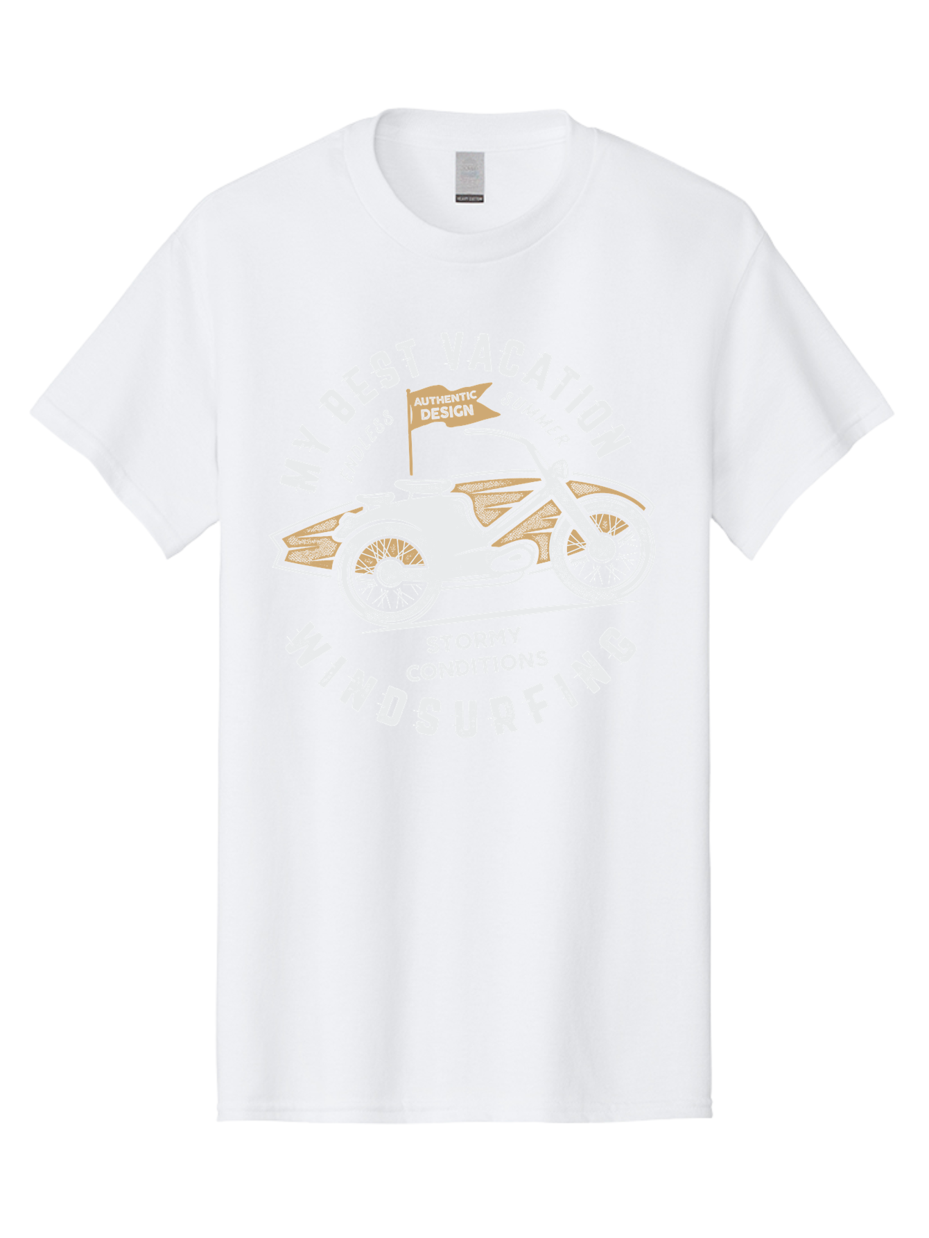 My-Best-Vacation Men'S Graphic Tee, 100% Cotton, Comfortable Casual Summer Wear, Machine Washable, Motorcycle Graphic, Vacation Summer Vibes, Windsurfing Adventures, Stormy Weather, Endless Summer Fun, Authentic Design Elements, Aab945