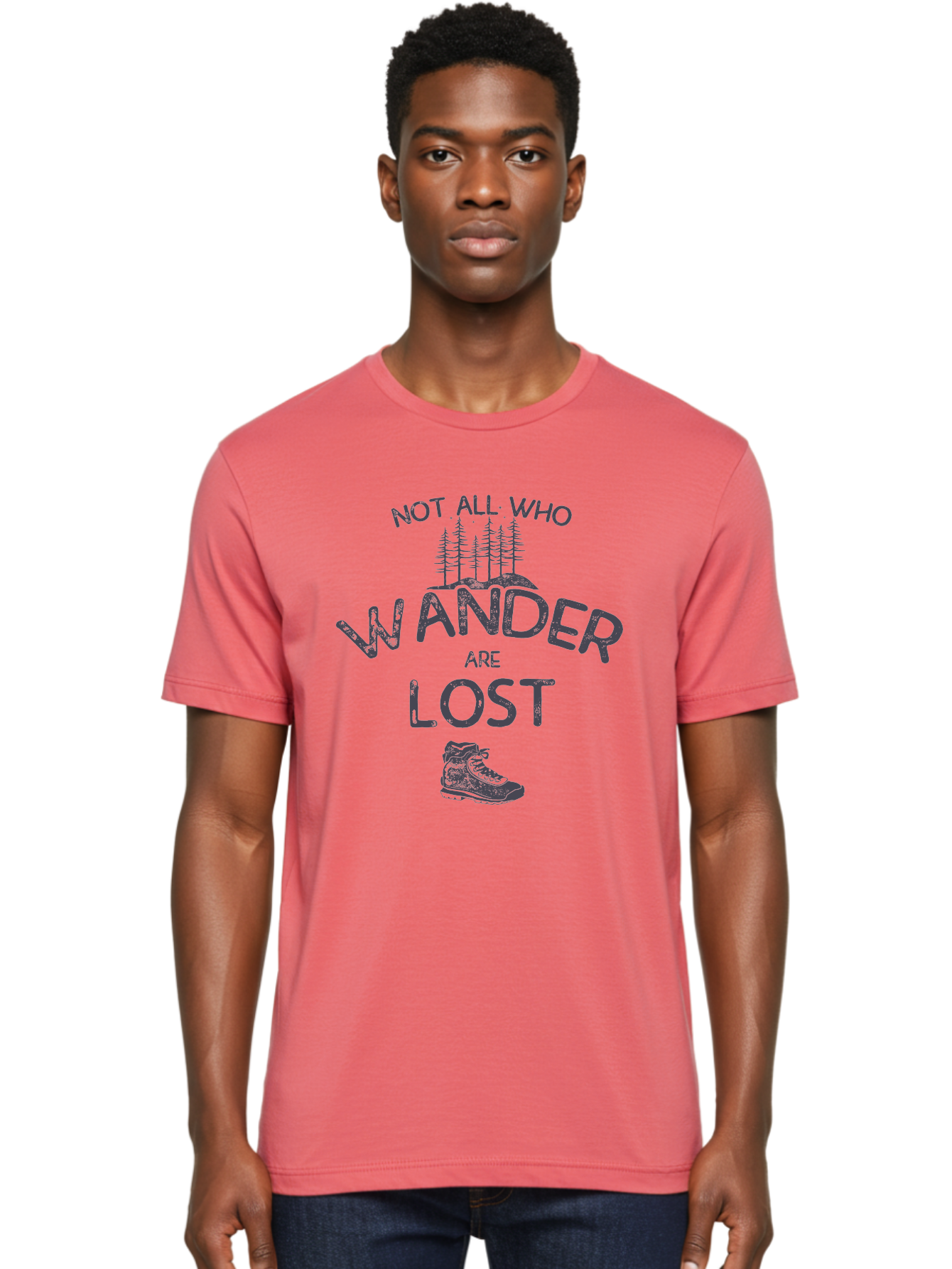 Not-All-Who-Wander-Are-Lost-1 Men'S Graphic Tee, 100% Cotton, Comfortable Casual Summer Wear, Machine Washable, Hiking Quote, Travel Inspiration, Adventure Theme, Motivational Phrase, Wanderlust, Outdoor Lifestyle, Trekking Boots, Aab947