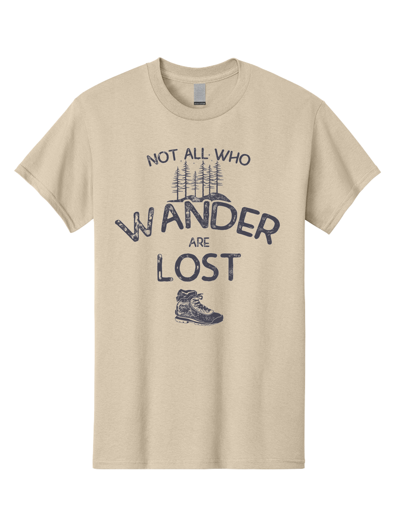 Not-All-Who-Wander-Are-Lost-1 Men'S Graphic Tee, 100% Cotton, Comfortable Casual Summer Wear, Machine Washable, Hiking Quote, Travel Inspiration, Adventure Theme, Motivational Phrase, Wanderlust, Outdoor Lifestyle, Trekking Boots, Aab947