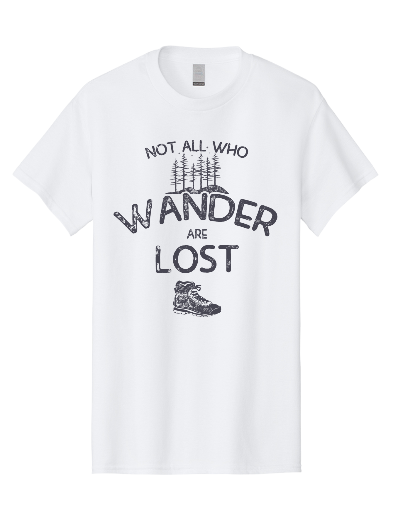 Not-All-Who-Wander-Are-Lost-1 Men'S Graphic Tee, 100% Cotton, Comfortable Casual Summer Wear, Machine Washable, Hiking Quote, Travel Inspiration, Adventure Theme, Motivational Phrase, Wanderlust, Outdoor Lifestyle, Trekking Boots, Aab947