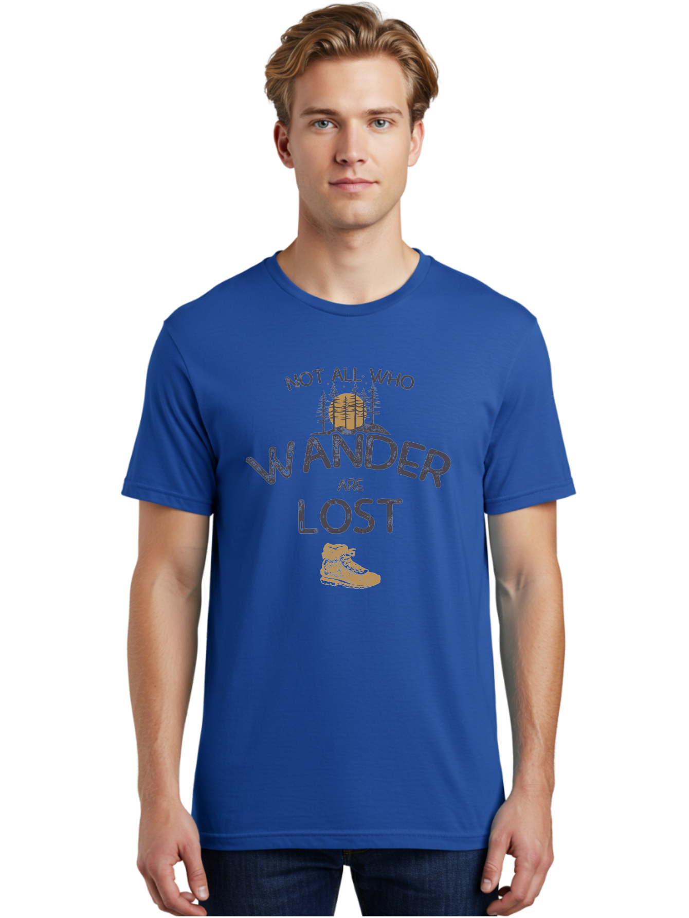Not-All-Who-Wander-Are-Lost Men'S Graphic Tee, 100% Cotton, Comfortable Casual Summer Wear, Machine Washable, Hiking Boots, Wanderlust, Travel Inspiration, Adventure Seekers, Outdoor Enthusiasts, Inspirational Quotes, Motivational Phrases, Aab948