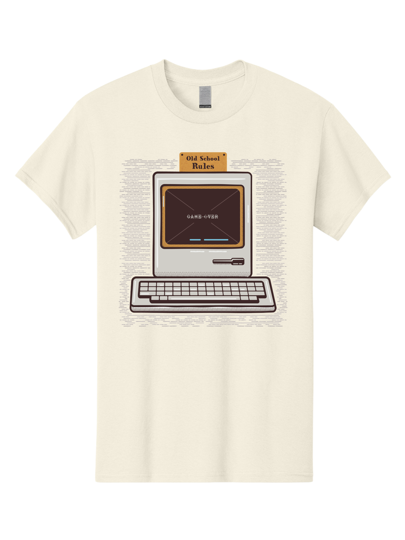 Old-School-Rules Men'S Graphic Tee, 100% Cotton, Comfortable Casual Summer Wear, Machine Washable, Retro Computer, Old School Gaming, Classic Video Games, Game Over Screen, Nostalgic Tech, Vintage Computer Graphics, Pixel Art, Aab950
