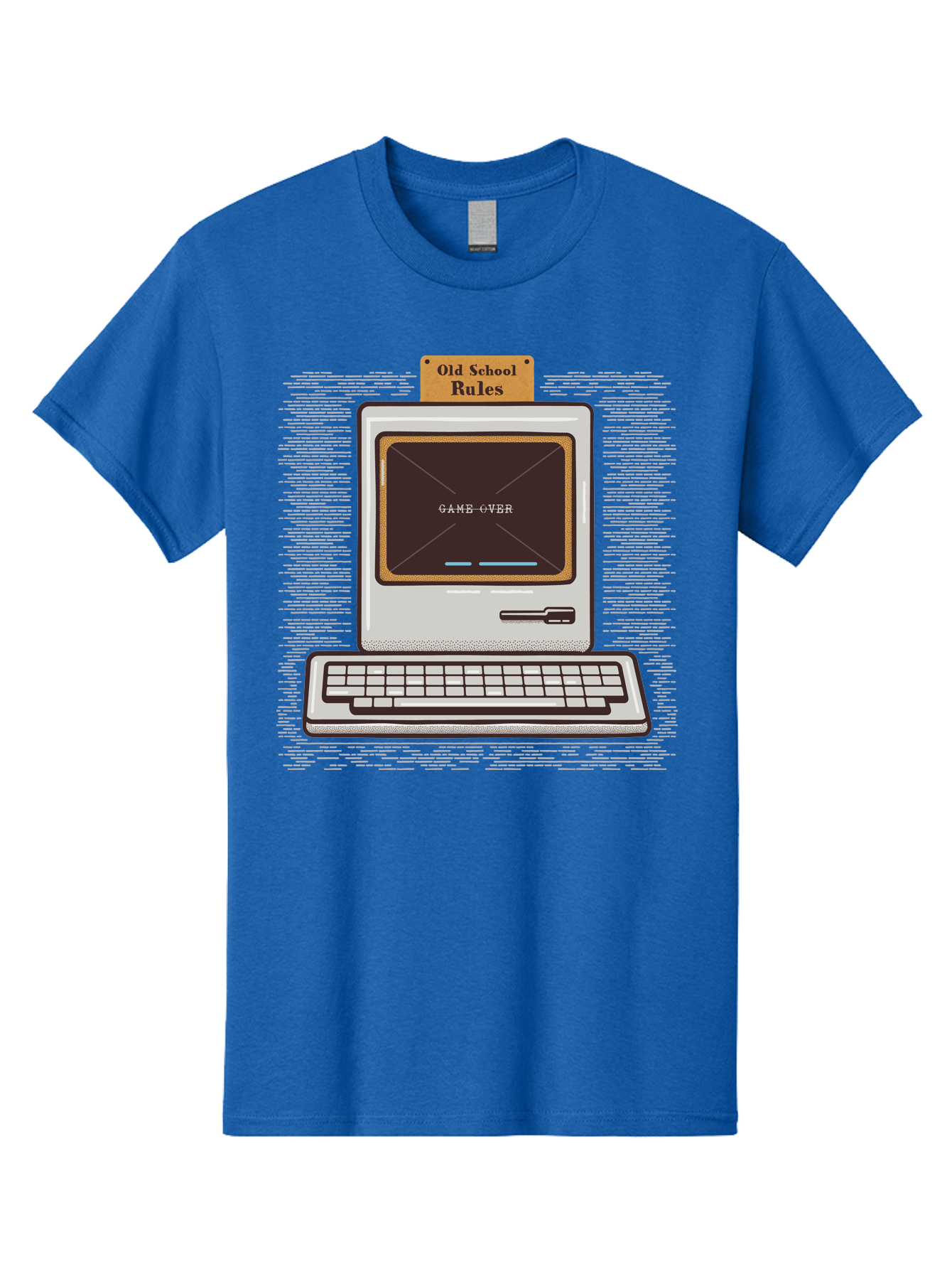 Old-School-Rules Men'S Graphic Tee, 100% Cotton, Comfortable Casual Summer Wear, Machine Washable, Retro Computer, Old School Gaming, Classic Video Games, Game Over Screen, Nostalgic Tech, Vintage Computer Graphics, Pixel Art, Aab950