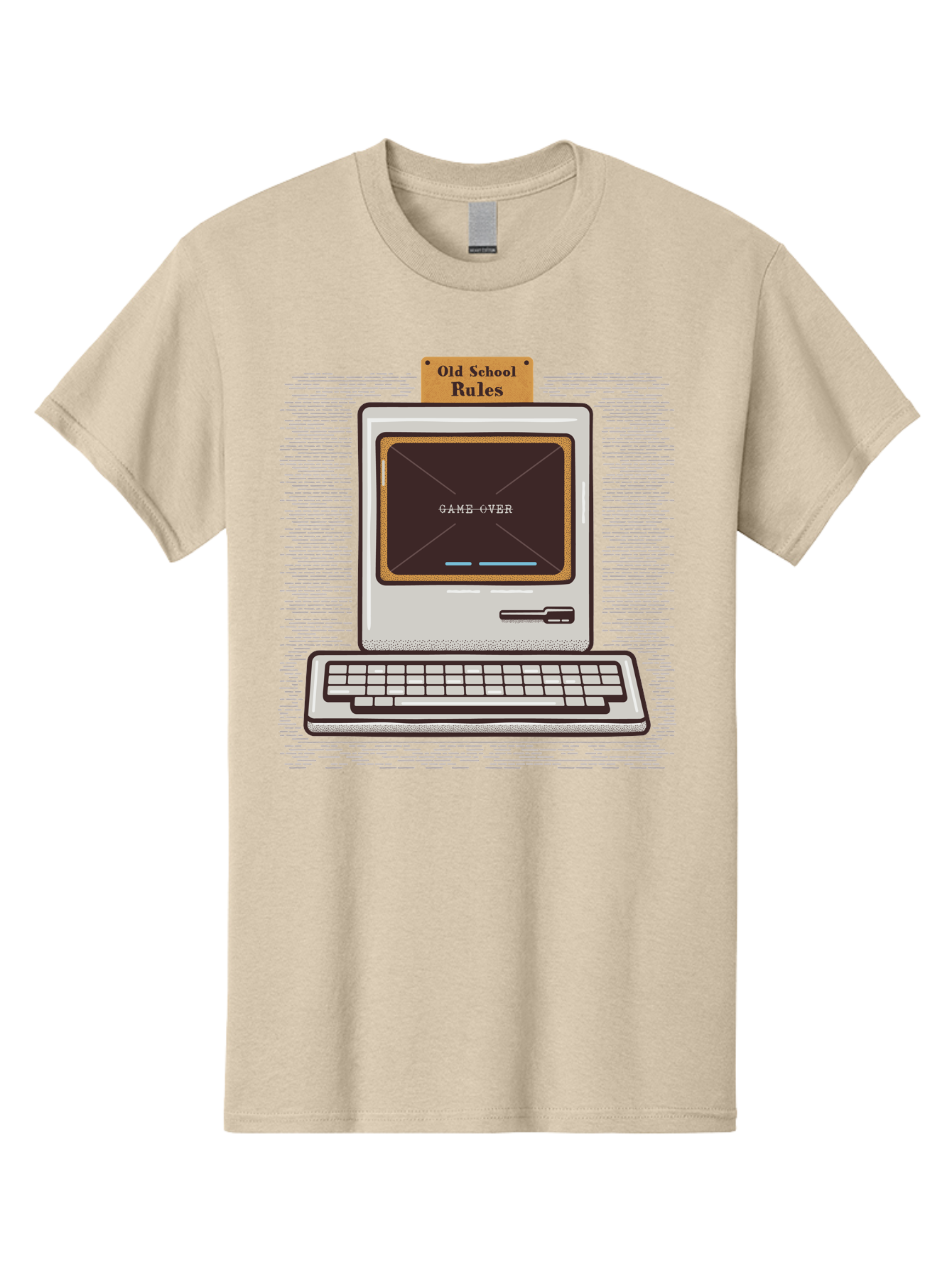 Old-School-Rules Men'S Graphic Tee, 100% Cotton, Comfortable Casual Summer Wear, Machine Washable, Retro Computer, Old School Gaming, Classic Video Games, Game Over Screen, Nostalgic Tech, Vintage Computer Graphics, Pixel Art, Aab950