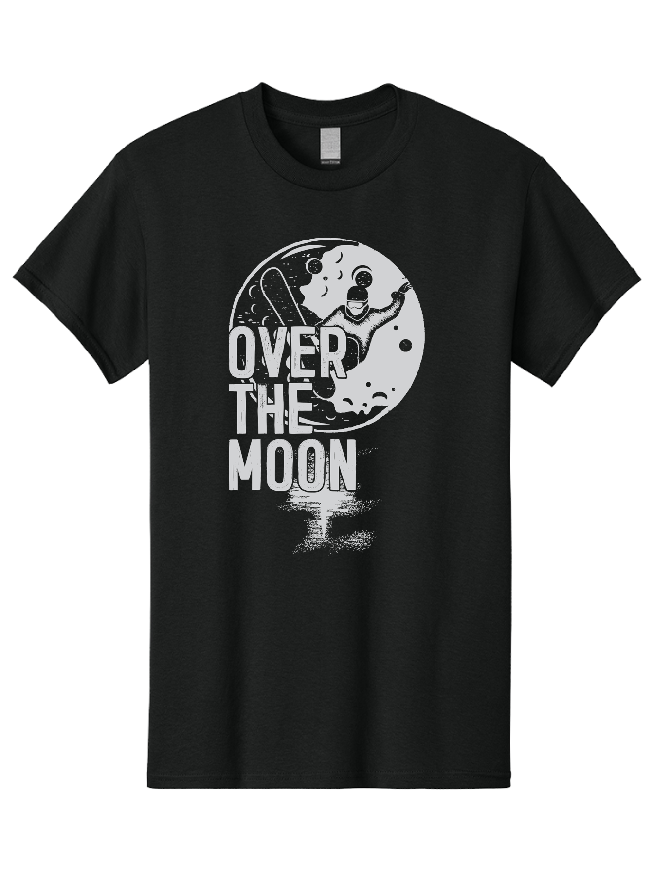 Over-The-Moon Men'S Graphic Tee, 100% Cotton, Comfortable Casual Summer Wear, Machine Washable, Moon Graphic, Astronaut Illustration, Space Exploration, Moon Landing, Celestial Body, Over The Moon Text, Retro-Futuristic Design, Aab951
