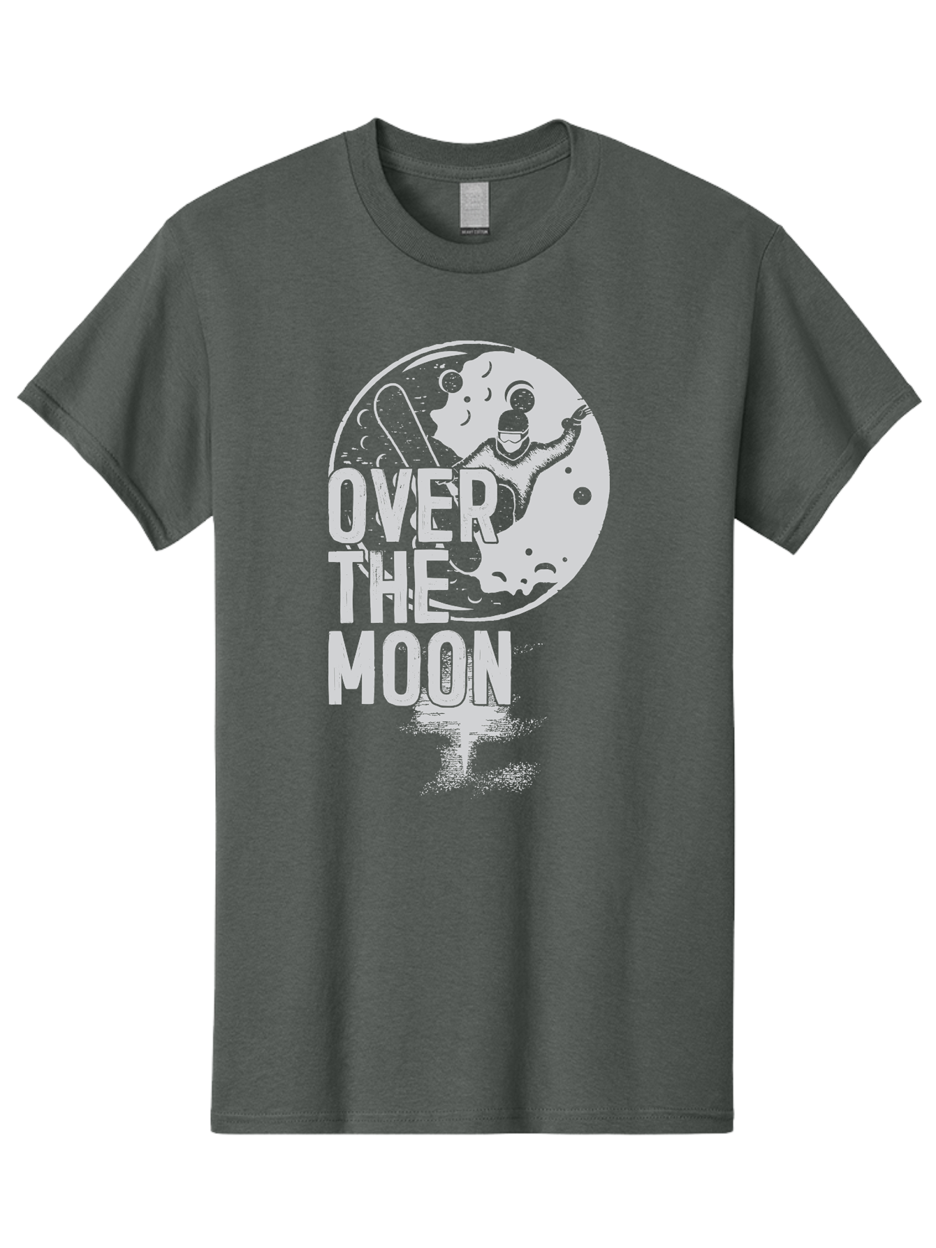 Over-The-Moon Men'S Graphic Tee, 100% Cotton, Comfortable Casual Summer Wear, Machine Washable, Moon Graphic, Astronaut Illustration, Space Exploration, Moon Landing, Celestial Body, Over The Moon Text, Retro-Futuristic Design, Aab951