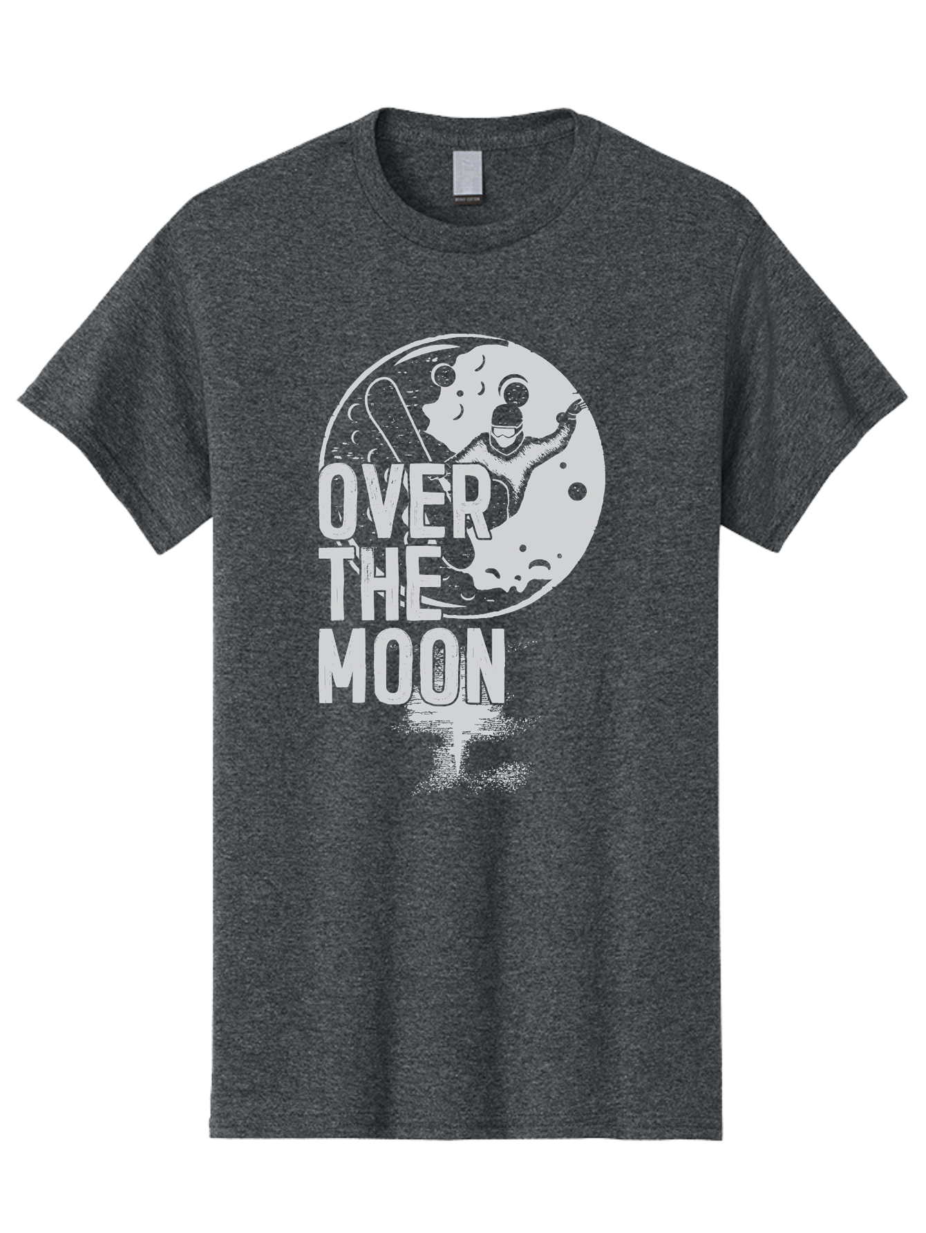 Over-The-Moon Men'S Graphic Tee, 100% Cotton, Comfortable Casual Summer Wear, Machine Washable, Moon Graphic, Astronaut Illustration, Space Exploration, Moon Landing, Celestial Body, Over The Moon Text, Retro-Futuristic Design, Aab951
