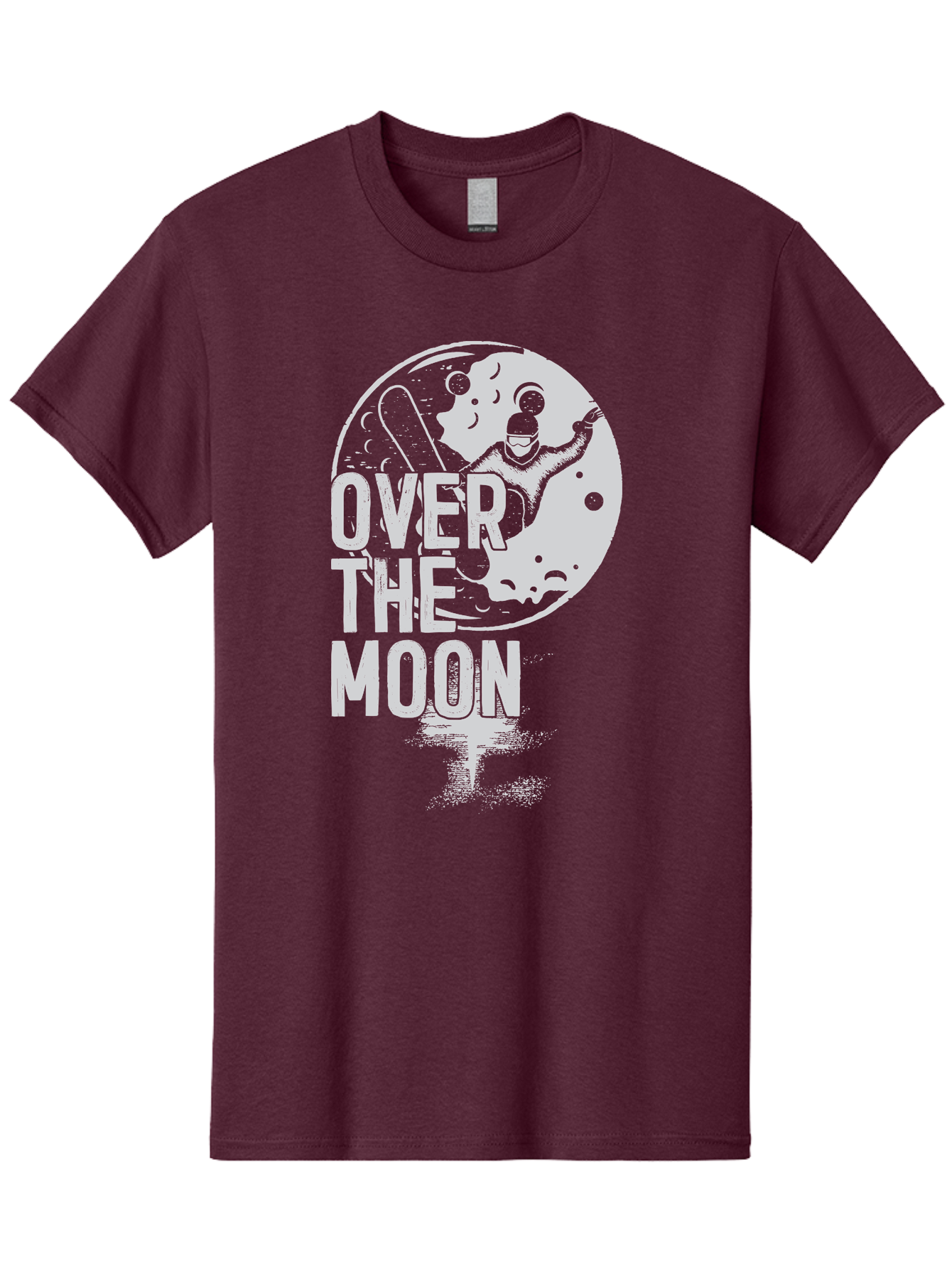 Over-The-Moon Men'S Graphic Tee, 100% Cotton, Comfortable Casual Summer Wear, Machine Washable, Moon Graphic, Astronaut Illustration, Space Exploration, Moon Landing, Celestial Body, Over The Moon Text, Retro-Futuristic Design, Aab951