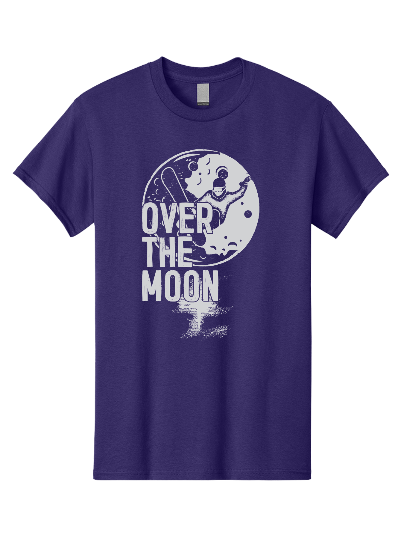 Over-The-Moon Men'S Graphic Tee, 100% Cotton, Comfortable Casual Summer Wear, Machine Washable, Moon Graphic, Astronaut Illustration, Space Exploration, Moon Landing, Celestial Body, Over The Moon Text, Retro-Futuristic Design, Aab951