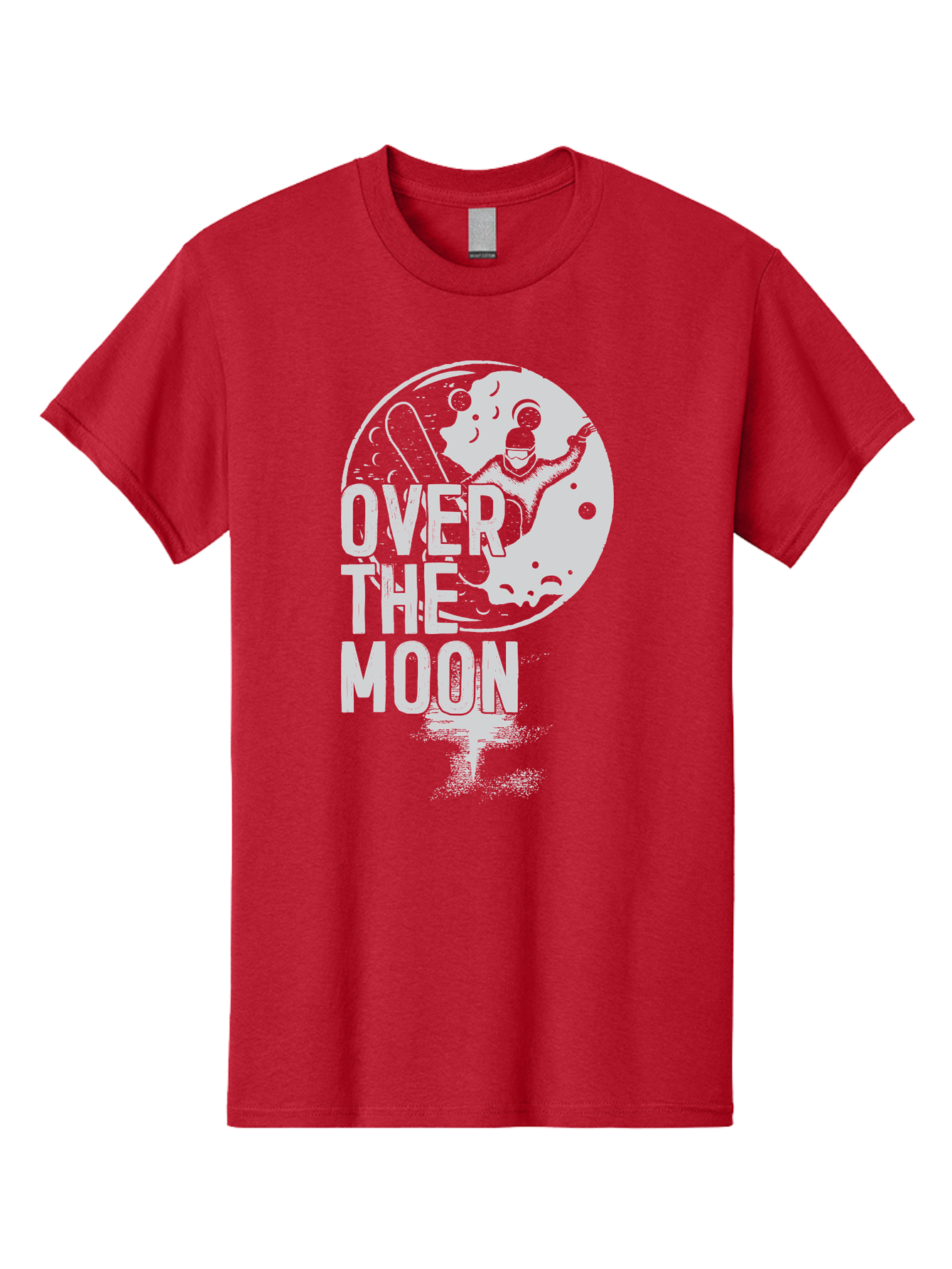 Over-The-Moon Men'S Graphic Tee, 100% Cotton, Comfortable Casual Summer Wear, Machine Washable, Moon Graphic, Astronaut Illustration, Space Exploration, Moon Landing, Celestial Body, Over The Moon Text, Retro-Futuristic Design, Aab951