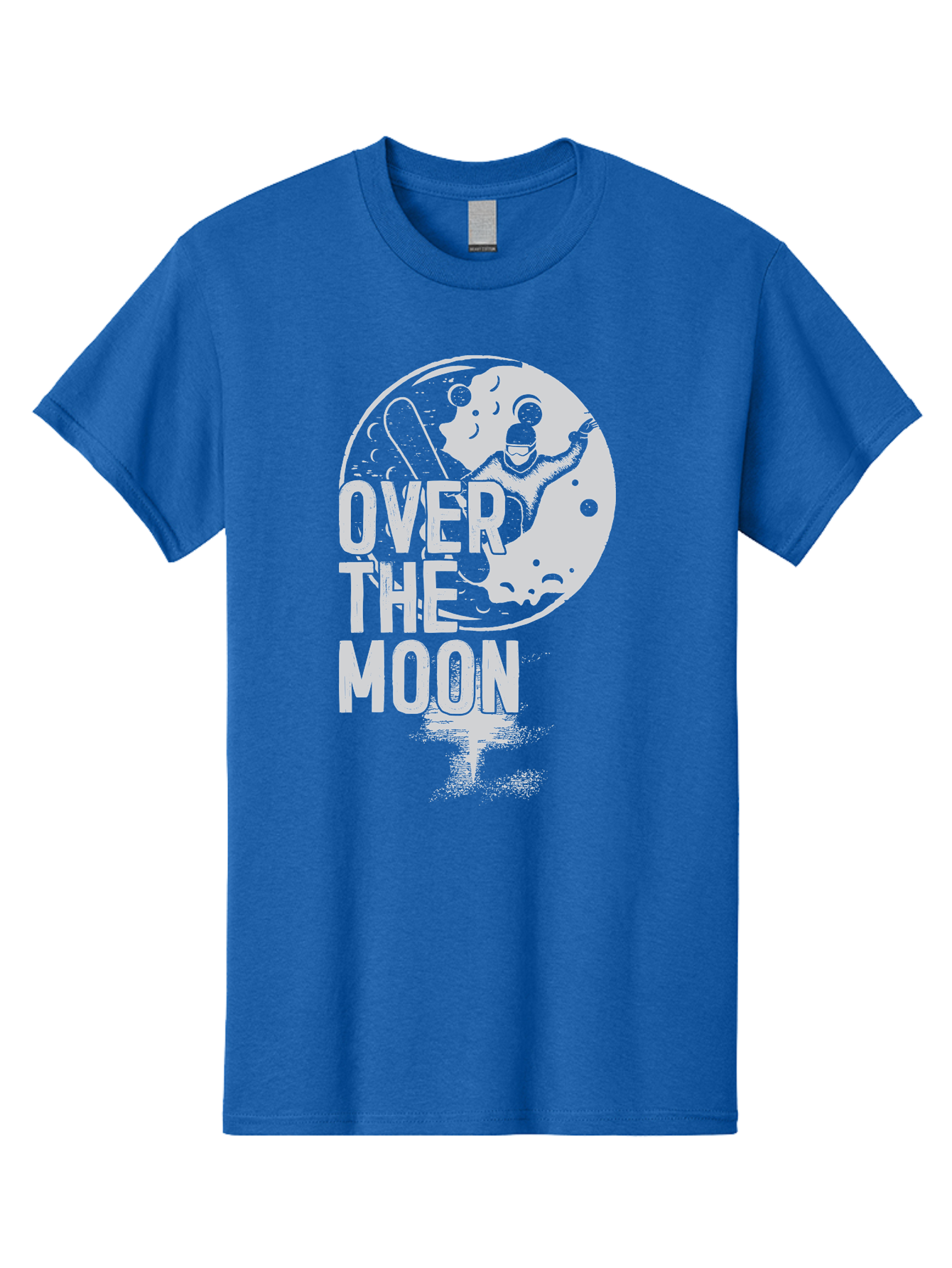 Over-The-Moon Men'S Graphic Tee, 100% Cotton, Comfortable Casual Summer Wear, Machine Washable, Moon Graphic, Astronaut Illustration, Space Exploration, Moon Landing, Celestial Body, Over The Moon Text, Retro-Futuristic Design, Aab951