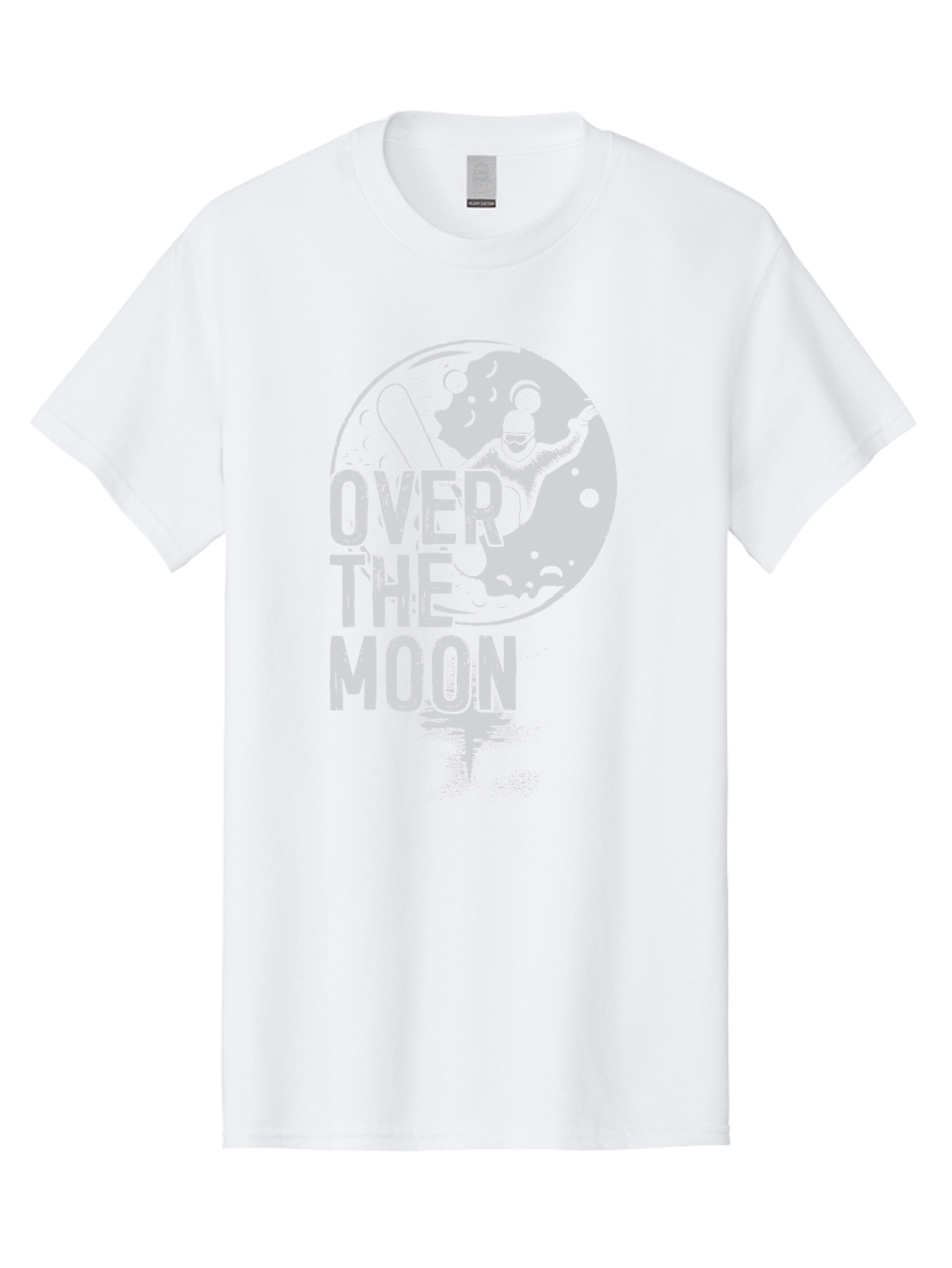 Over-The-Moon Men'S Graphic Tee, 100% Cotton, Comfortable Casual Summer Wear, Machine Washable, Moon Graphic, Astronaut Illustration, Space Exploration, Moon Landing, Celestial Body, Over The Moon Text, Retro-Futuristic Design, Aab951