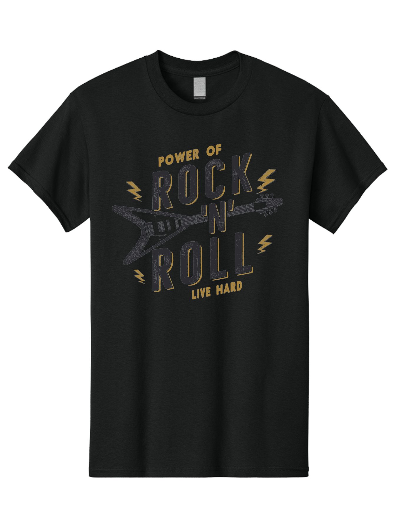 Power-Of-Rock-N-Roll-1 Men'S Graphic Tee, 100% Cotton, Comfortable Casual Summer Wear, Machine Washable, Rock N Roll Music, Electric Guitar, Live Hard, Rock On, Music Festival, Rock Concert, Guitar Lover, Rock Culture, Music Enthusiast Aab952