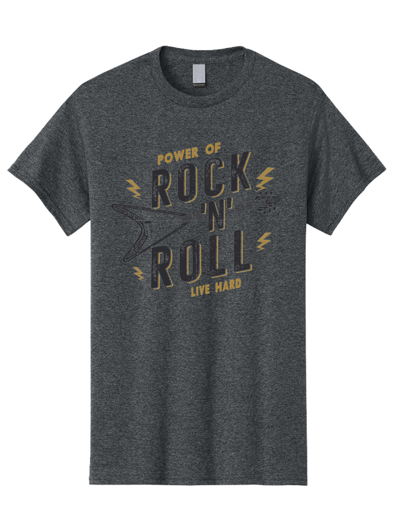 Power-Of-Rock-N-Roll-1 Men'S Graphic Tee, 100% Cotton, Comfortable Casual Summer Wear, Machine Washable, Rock N Roll Music, Electric Guitar, Live Hard, Rock On, Music Festival, Rock Concert, Guitar Lover, Rock Culture, Music Enthusiast Aab952