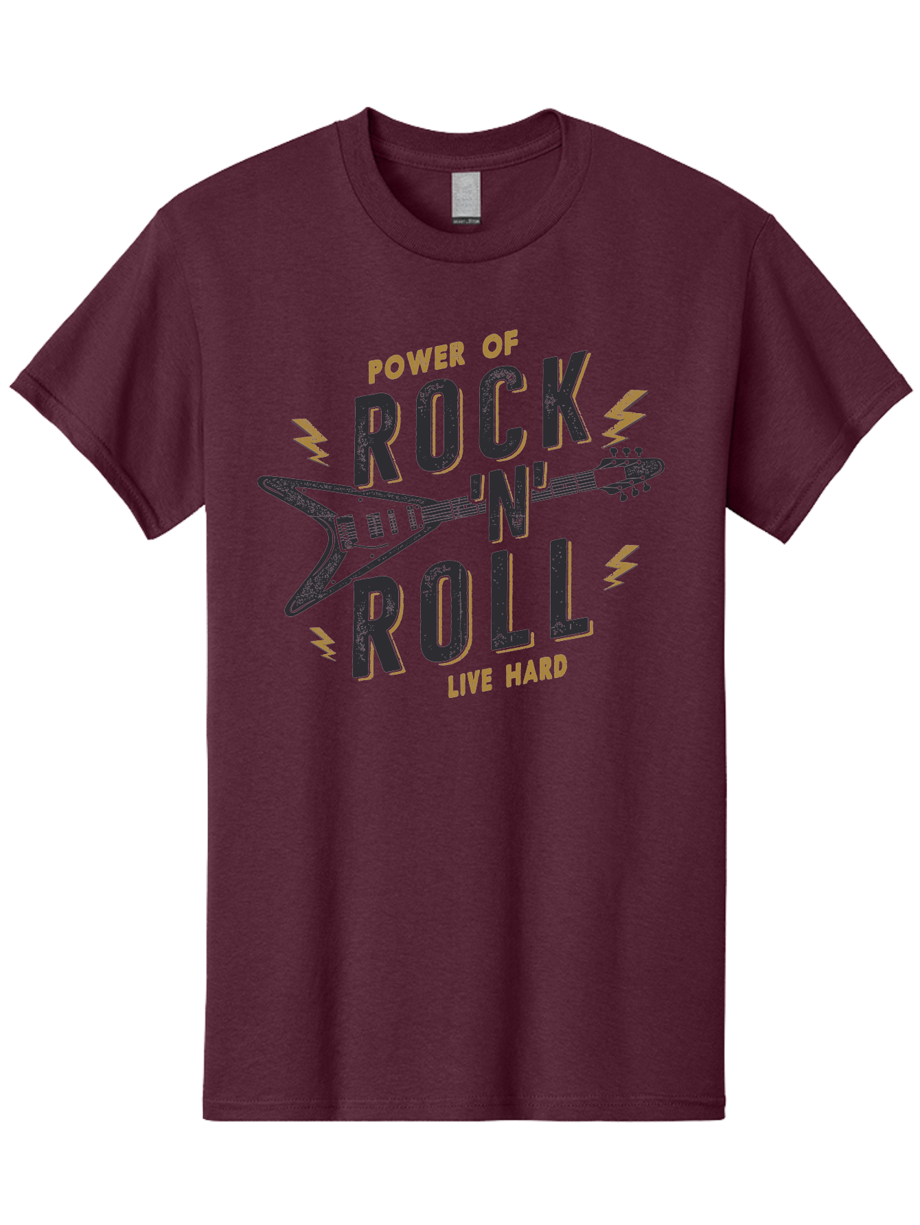 Power-Of-Rock-N-Roll-1 Men'S Graphic Tee, 100% Cotton, Comfortable Casual Summer Wear, Machine Washable, Rock N Roll Music, Electric Guitar, Live Hard, Rock On, Music Festival, Rock Concert, Guitar Lover, Rock Culture, Music Enthusiast Aab952