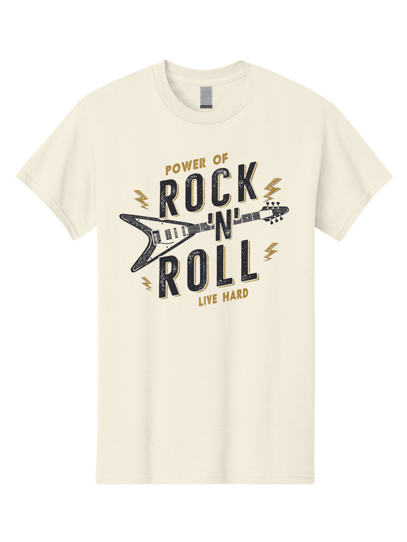 Power-Of-Rock-N-Roll-1 Men'S Graphic Tee, 100% Cotton, Comfortable Casual Summer Wear, Machine Washable, Rock N Roll Music, Electric Guitar, Live Hard, Rock On, Music Festival, Rock Concert, Guitar Lover, Rock Culture, Music Enthusiast Aab952