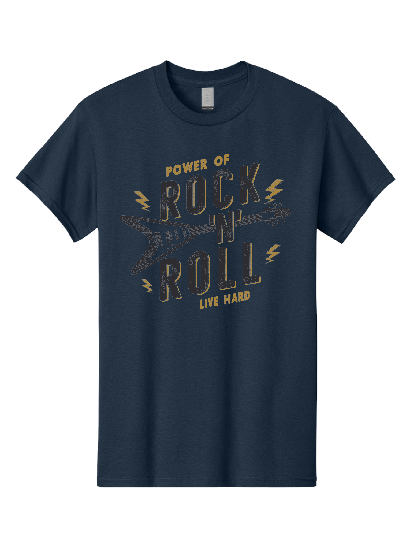 Power-Of-Rock-N-Roll-1 Men'S Graphic Tee, 100% Cotton, Comfortable Casual Summer Wear, Machine Washable, Rock N Roll Music, Electric Guitar, Live Hard, Rock On, Music Festival, Rock Concert, Guitar Lover, Rock Culture, Music Enthusiast Aab952